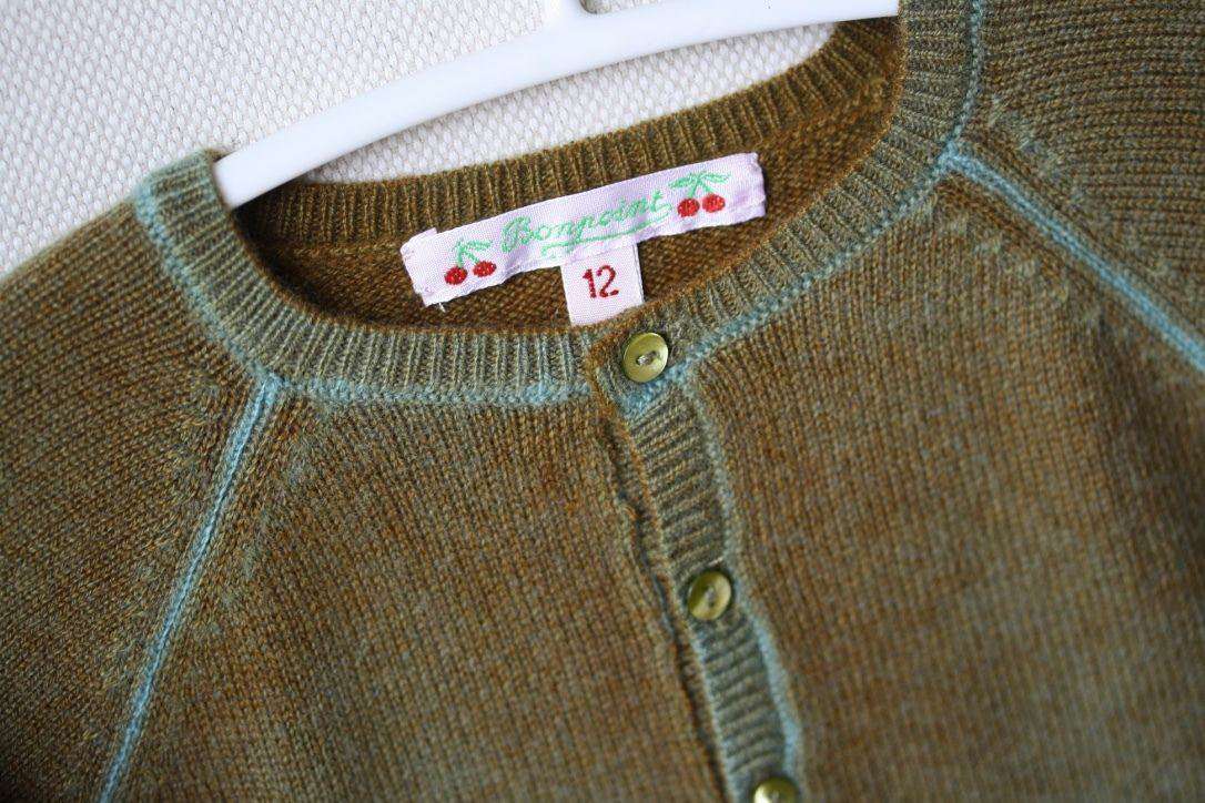 BONPOINT BABY KHAKI CASHMERE SWEATER 12 MONTHS - Image 3