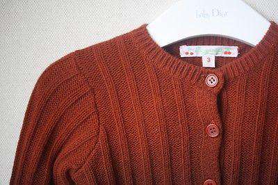 BONPOINT BABY RUST WOOL ANGORA RIBBED CARDIGAN 3 YEARS - Image 3
