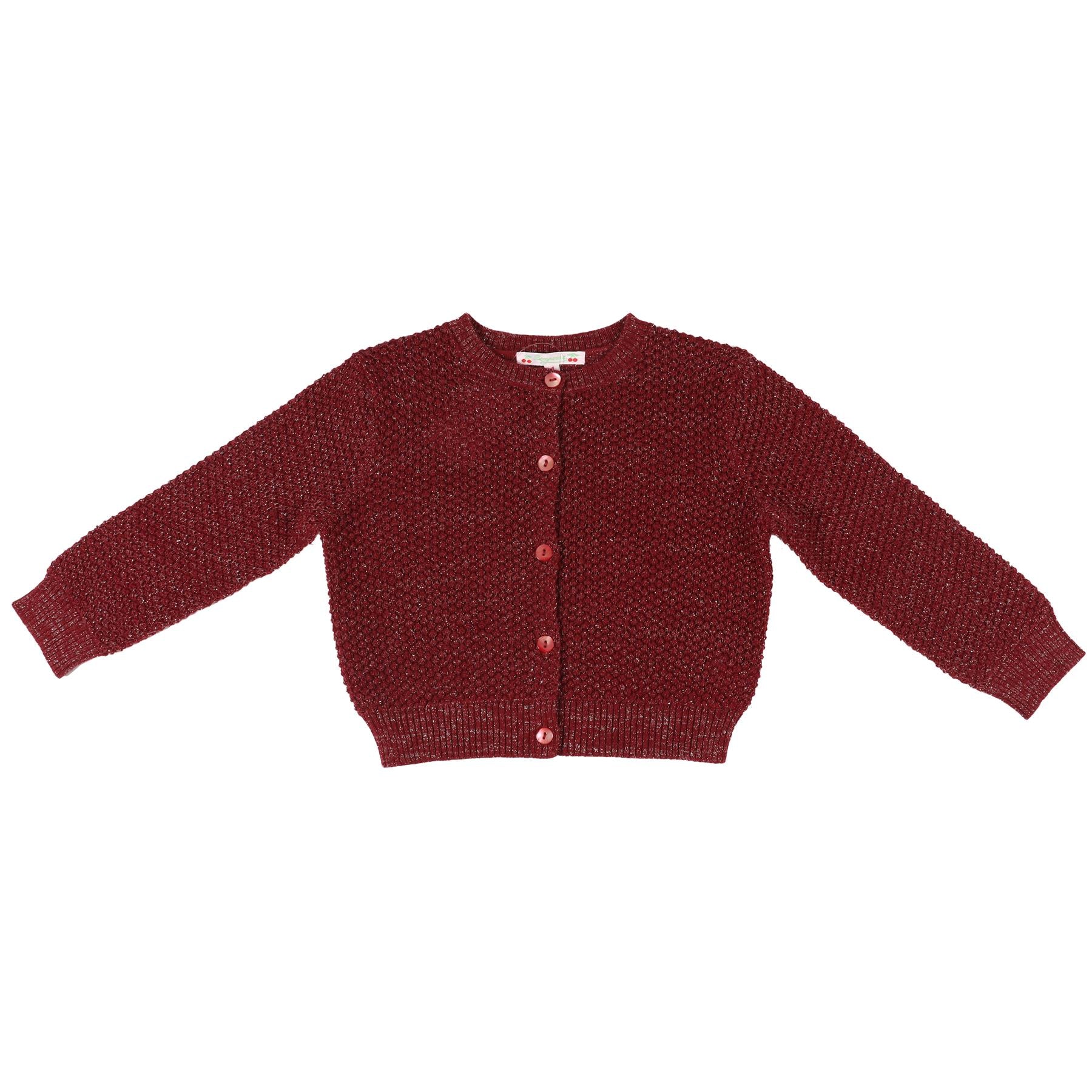 BONPOINT BURGUNDY KIDS GIRLS WOOL CARDIGAN 4 YEARS - Image 6