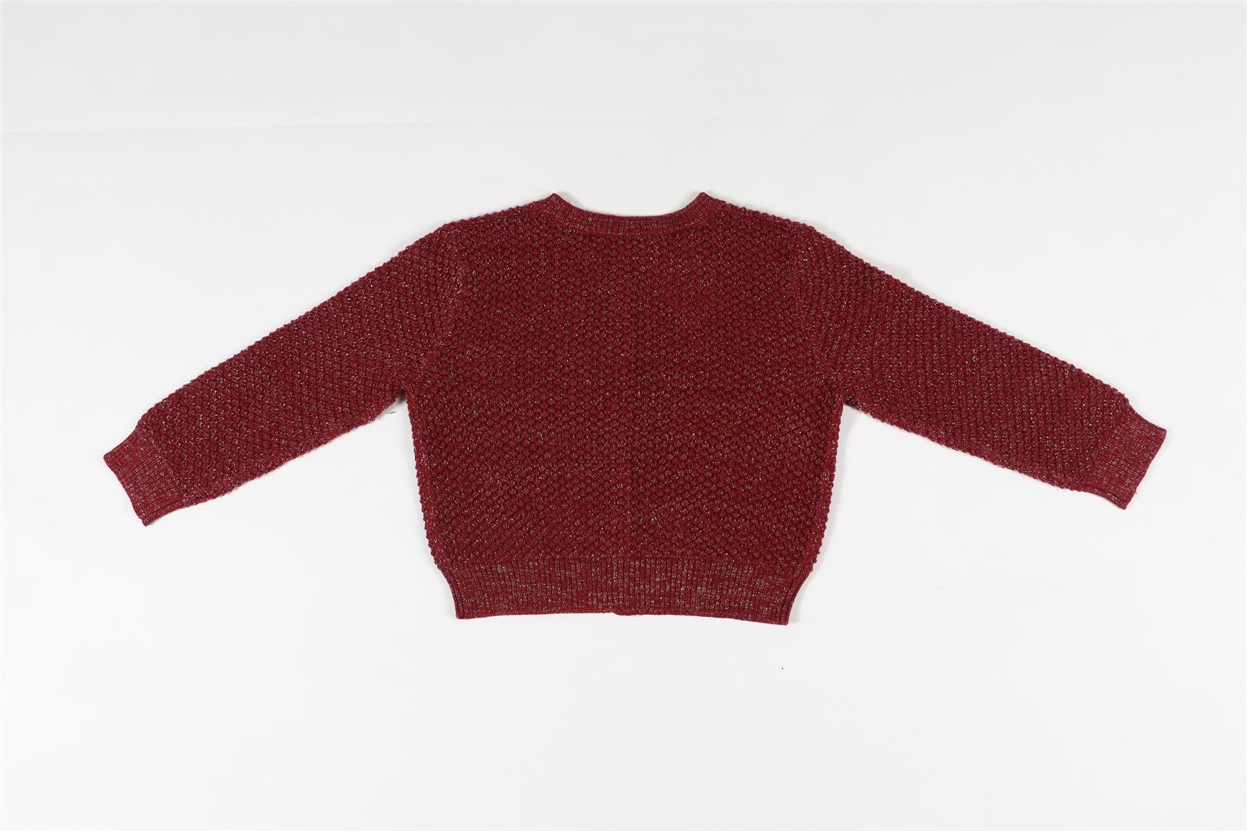 BONPOINT BURGUNDY KIDS GIRLS WOOL CARDIGAN 4 YEARS - Image 9