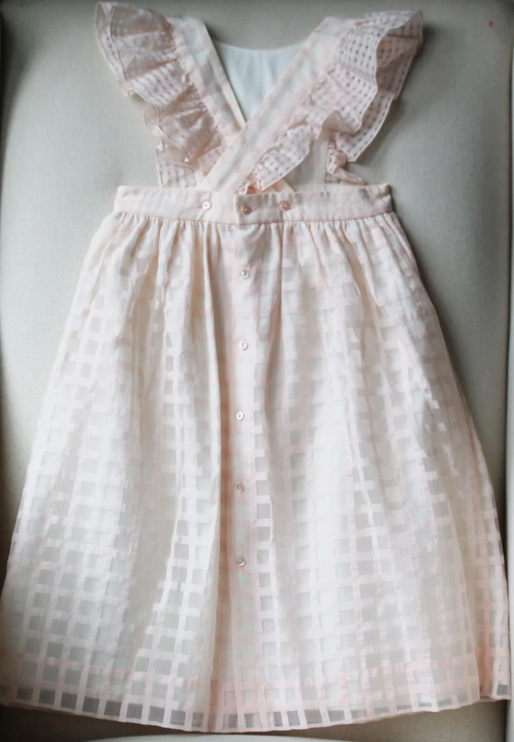 BONPOINT COUTURE KIDS GIRLS CANNELLE CHECKED PINAFORE DRESS 4 YEARS - Image 3