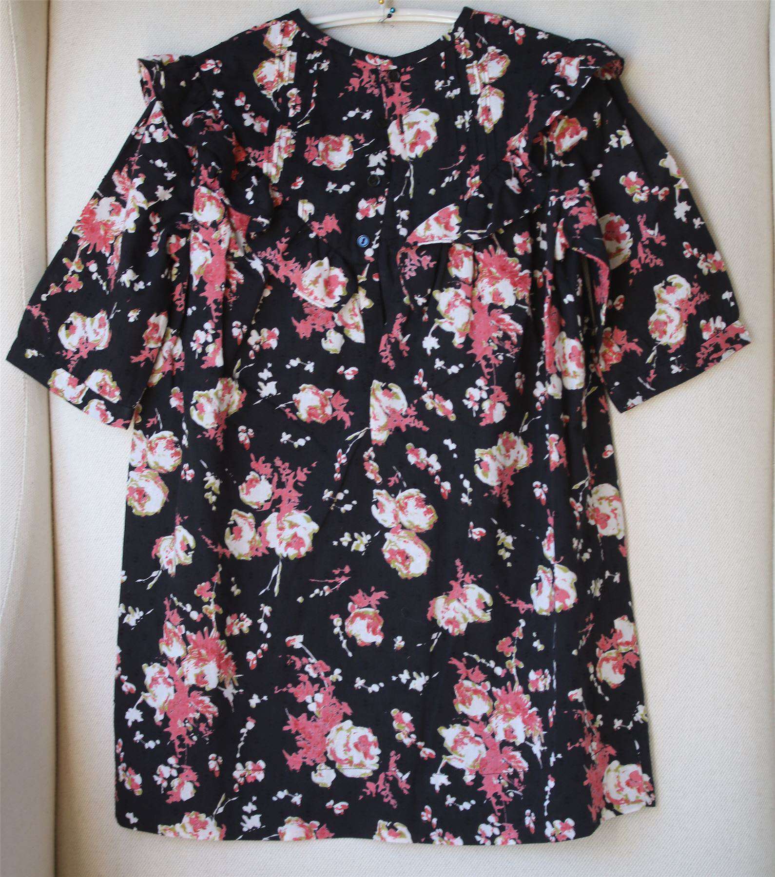 BONPOINT GIRLS BLACK FLORAL FALBALA DRESS 6 YEARS - Image 3