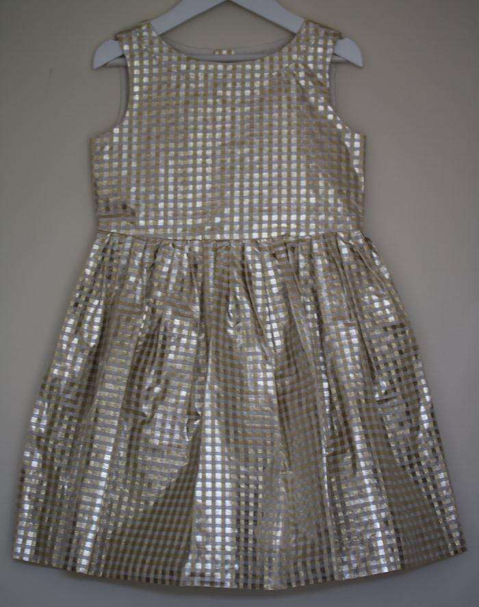 BONPOINT GIRLS GOLD GINGHAM ALINA DRESS 6 YEARS - Image 2