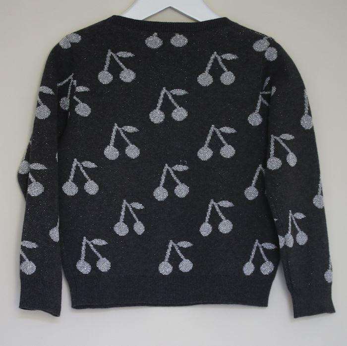 BONPOINT GIRLS GREY CHERRY SWEATER 4 YEARS - Image 2