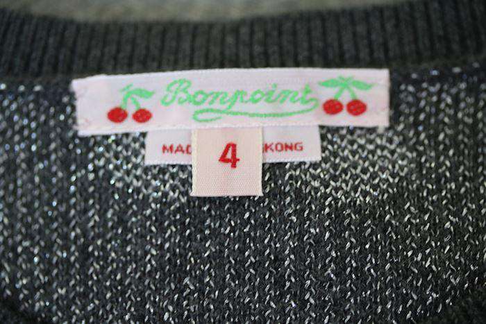BONPOINT GIRLS GREY CHERRY SWEATER 4 YEARS - Image 3