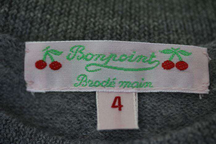 BONPOINT GIRLS GREY SEQUIN CHERRY SWEATER 4 YEARS - Image 3
