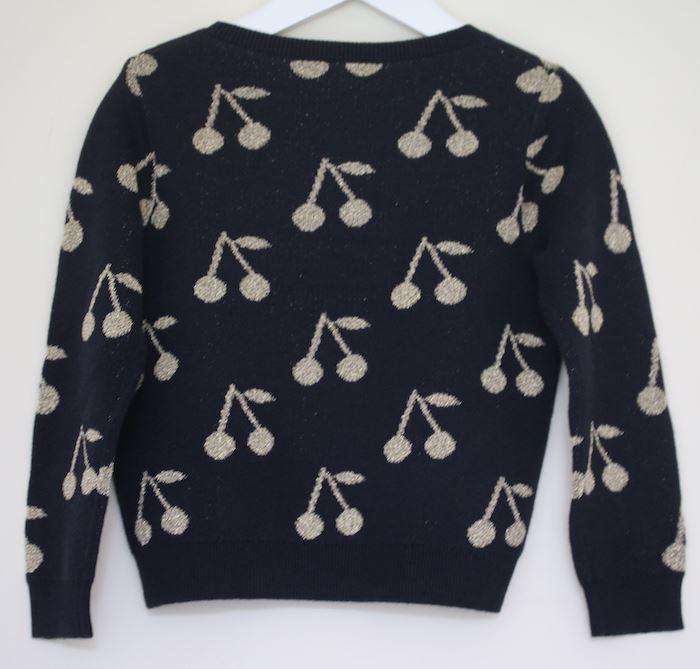 BONPOINT GIRLS NAVY BLUE CHERRY SWEATER 4 YEARS - Image 3