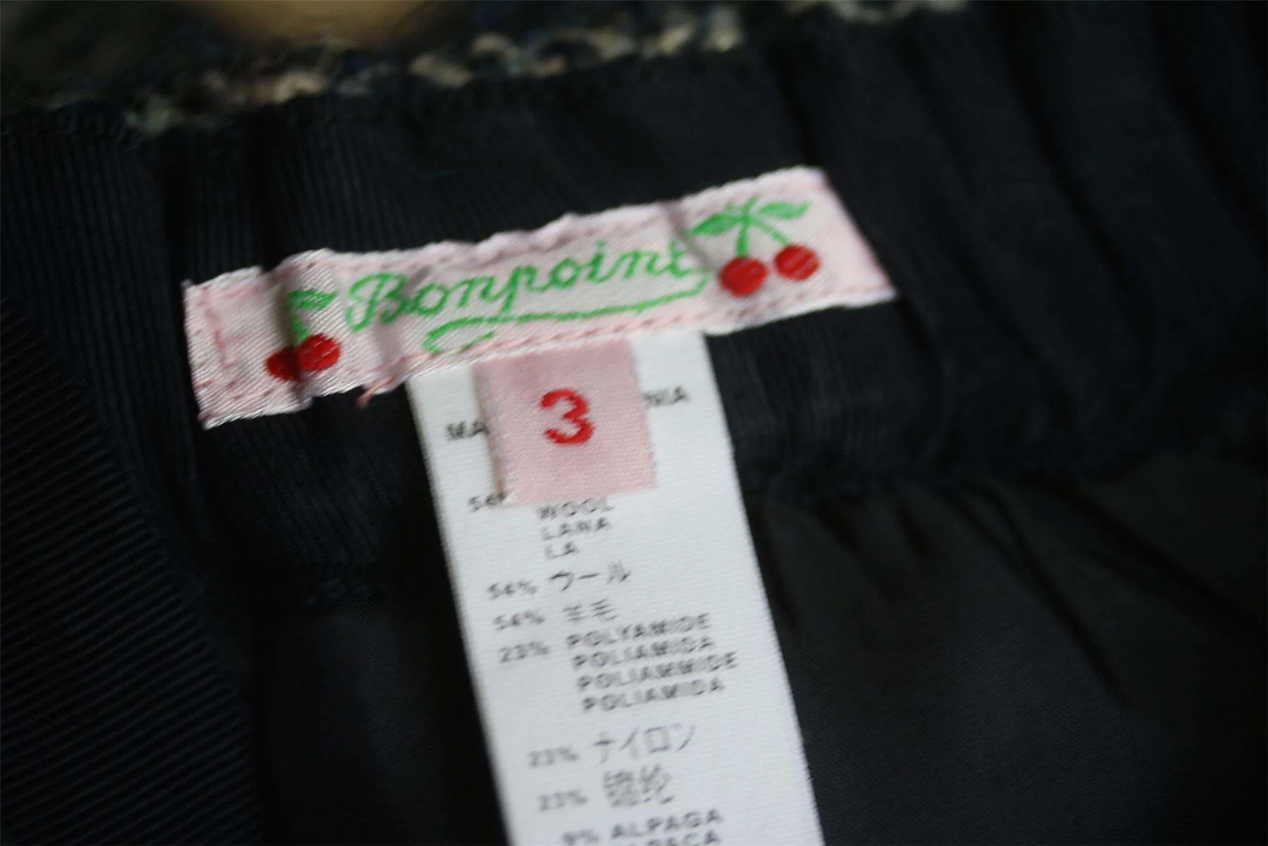 BONPOINT GIRLS NAVY BLUE WOOL BEE SKIRT 3 YEARS - Image 3