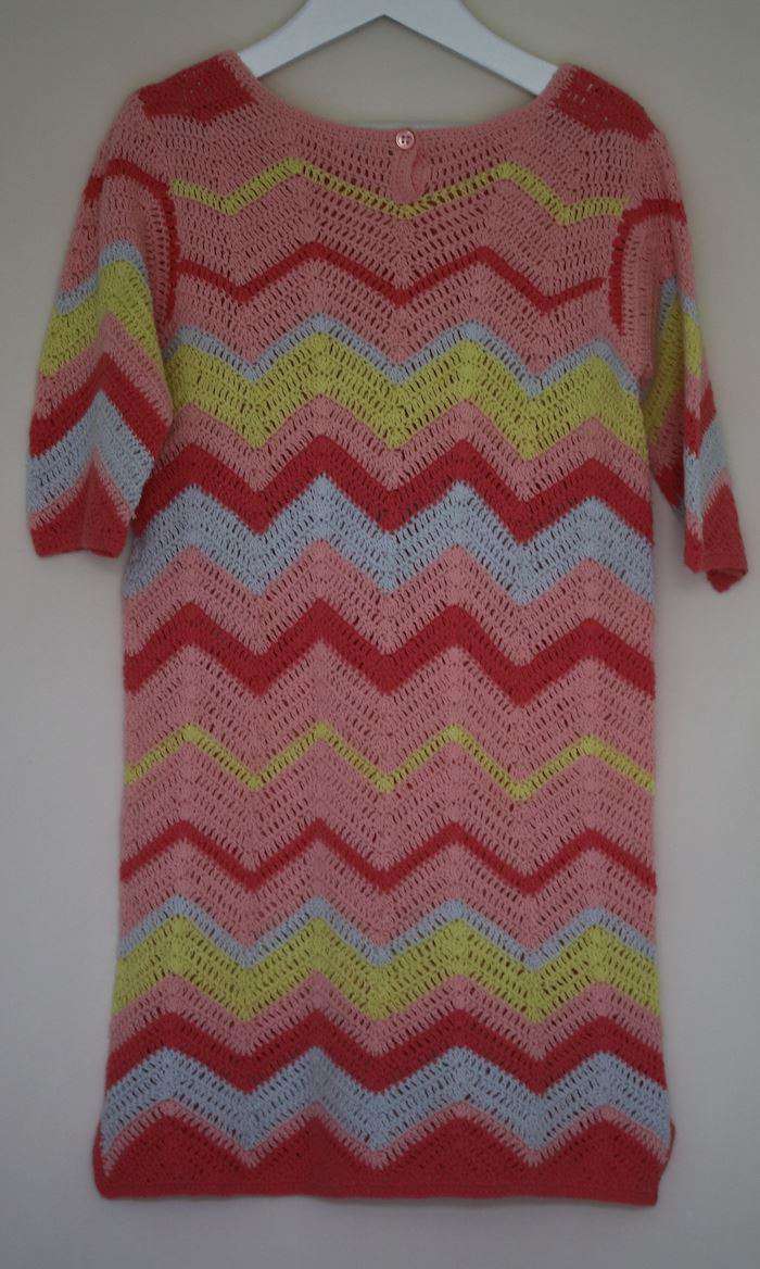 BONPOINT GIRLS PINK ZIG ZAG KNIT MIDI DRESS 6 YEARS - Image 2