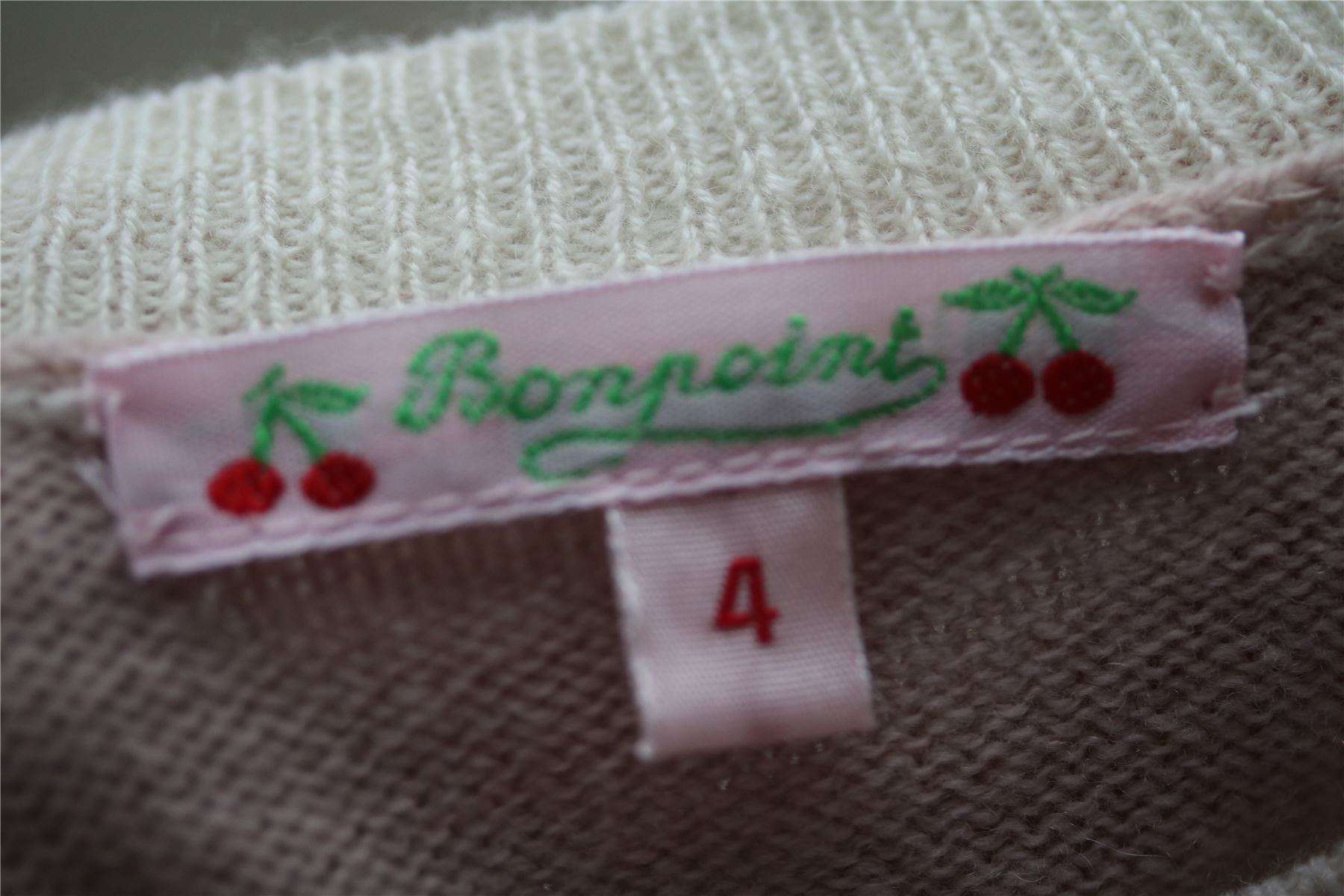 BONPOINT GIRLS POWDER PINK CHERRY SWEATER 4 YEARS - Image 3