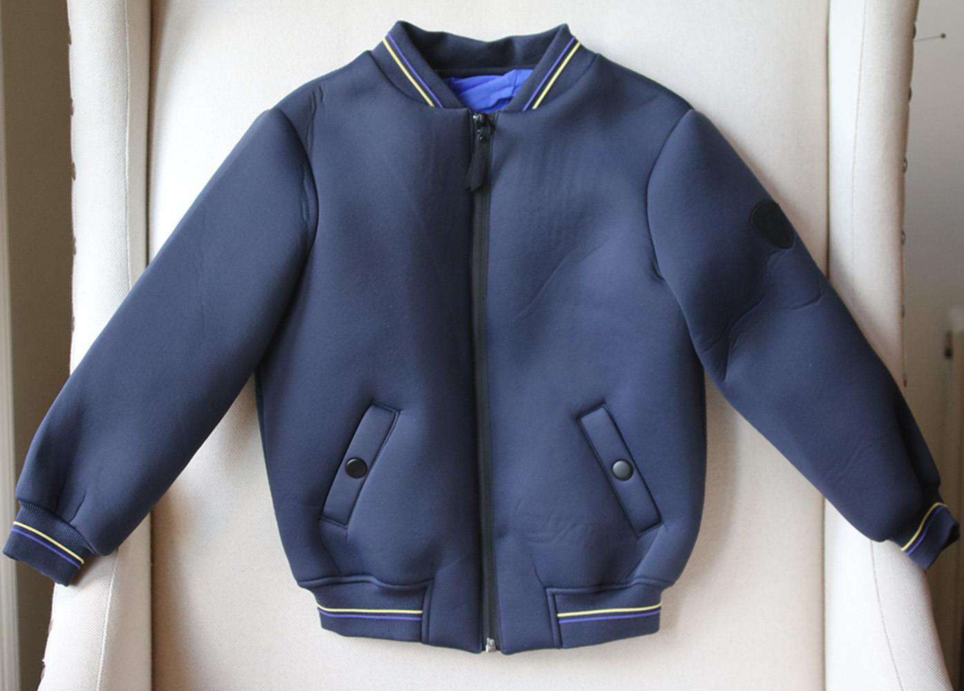 BONPOINT KIDS BOYS PARIS APPLIQUÉ NEOPRENE BOMBER JACKET 4 YEARS - Image 2