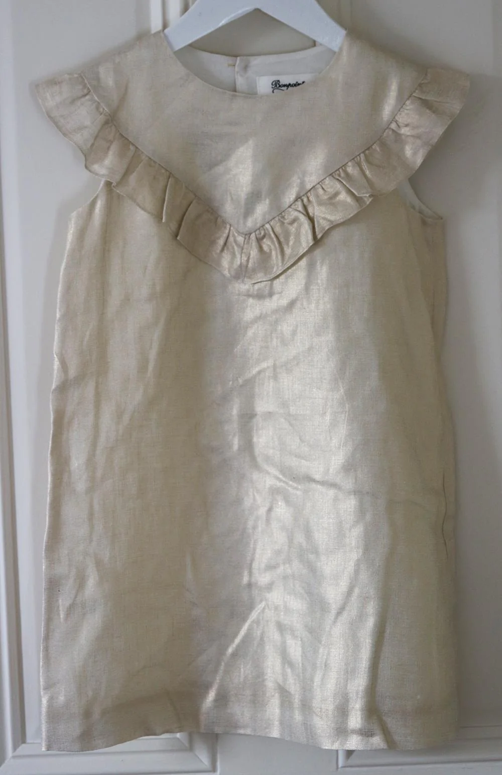 BONPOINT KIDS GIRLS METALLIC LINEN DRESS 6 YEARS - Image 2