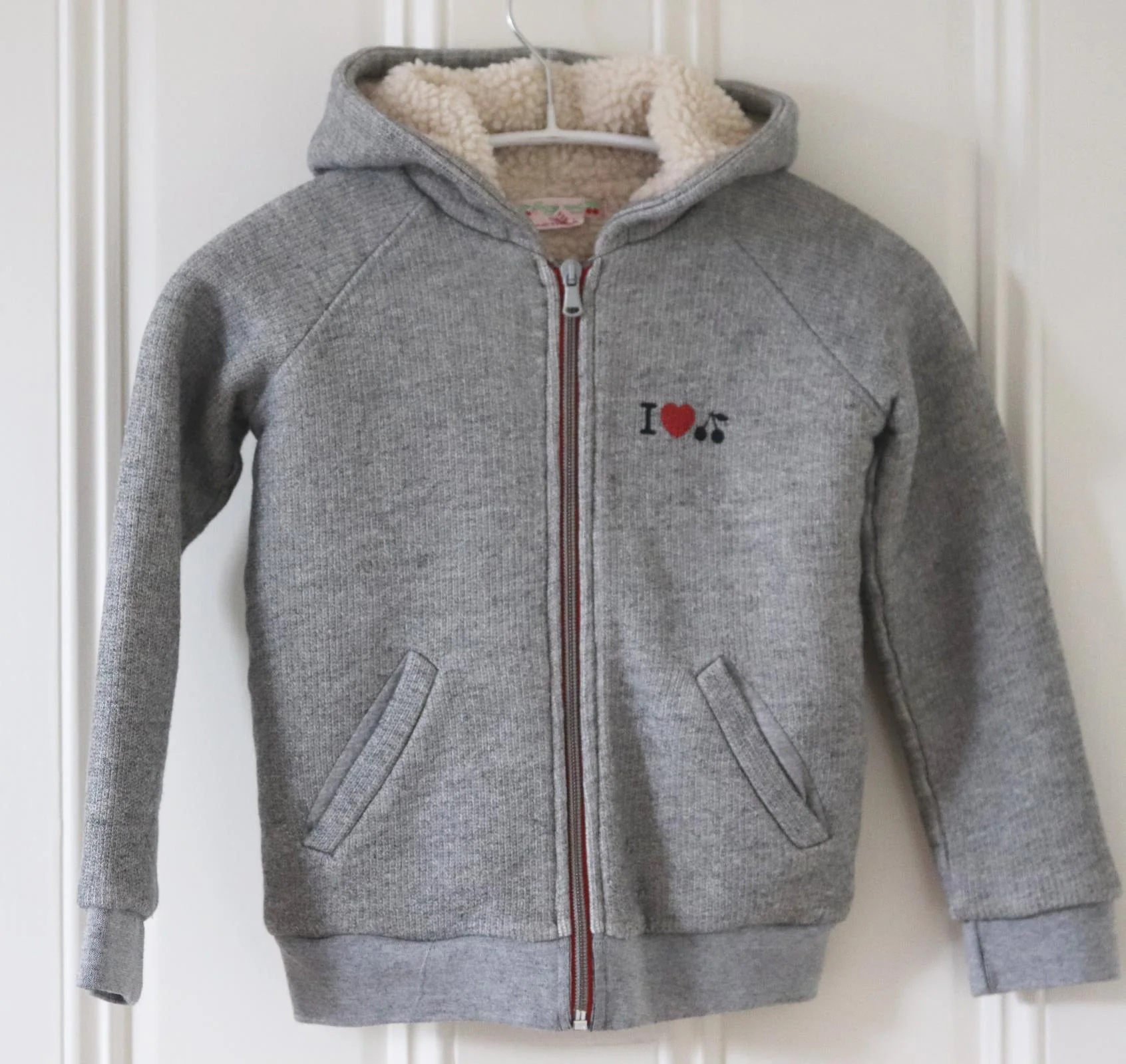 BONPOINT KIDS GIRLS SHERPA LINED COTTON HOODIE 6 YEARS - Image 2