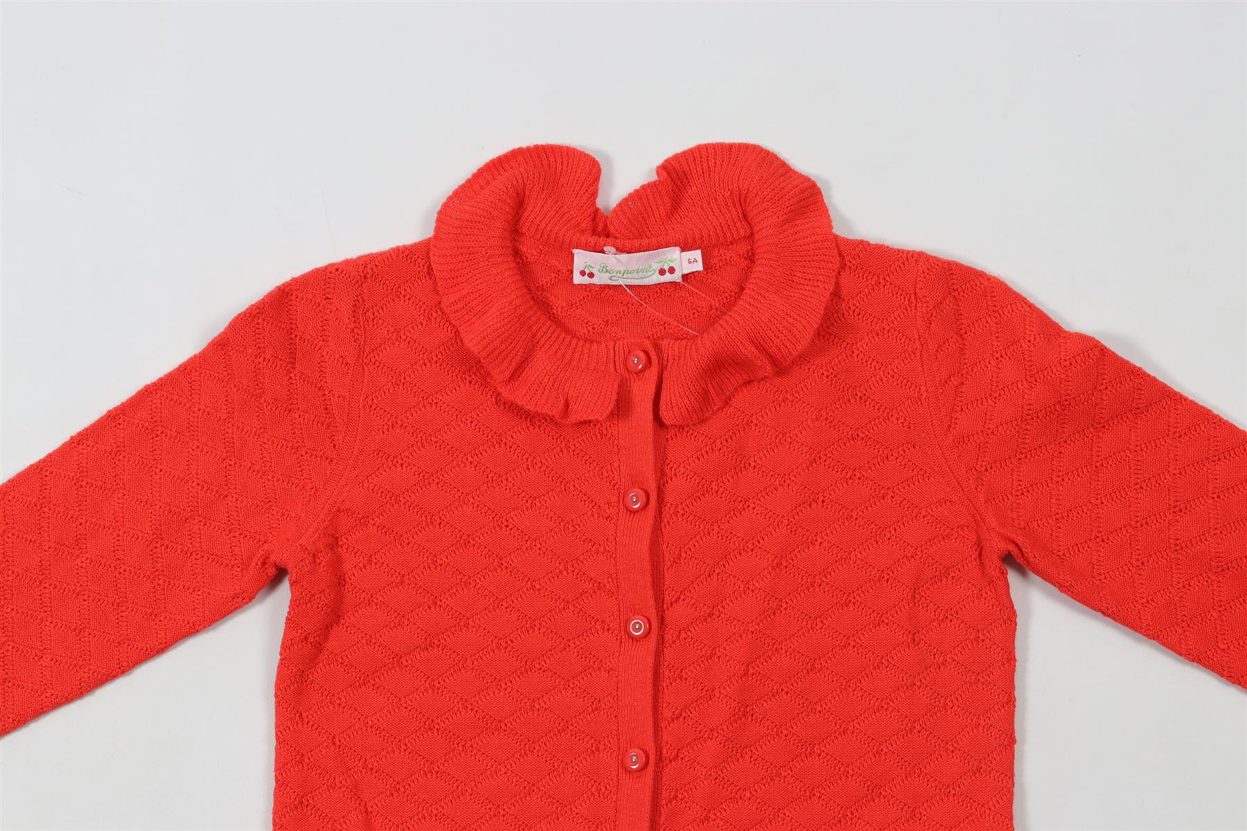 BONPOINT RED KIDS GIRLS CARDIGAN 6 YEARS - Image 3