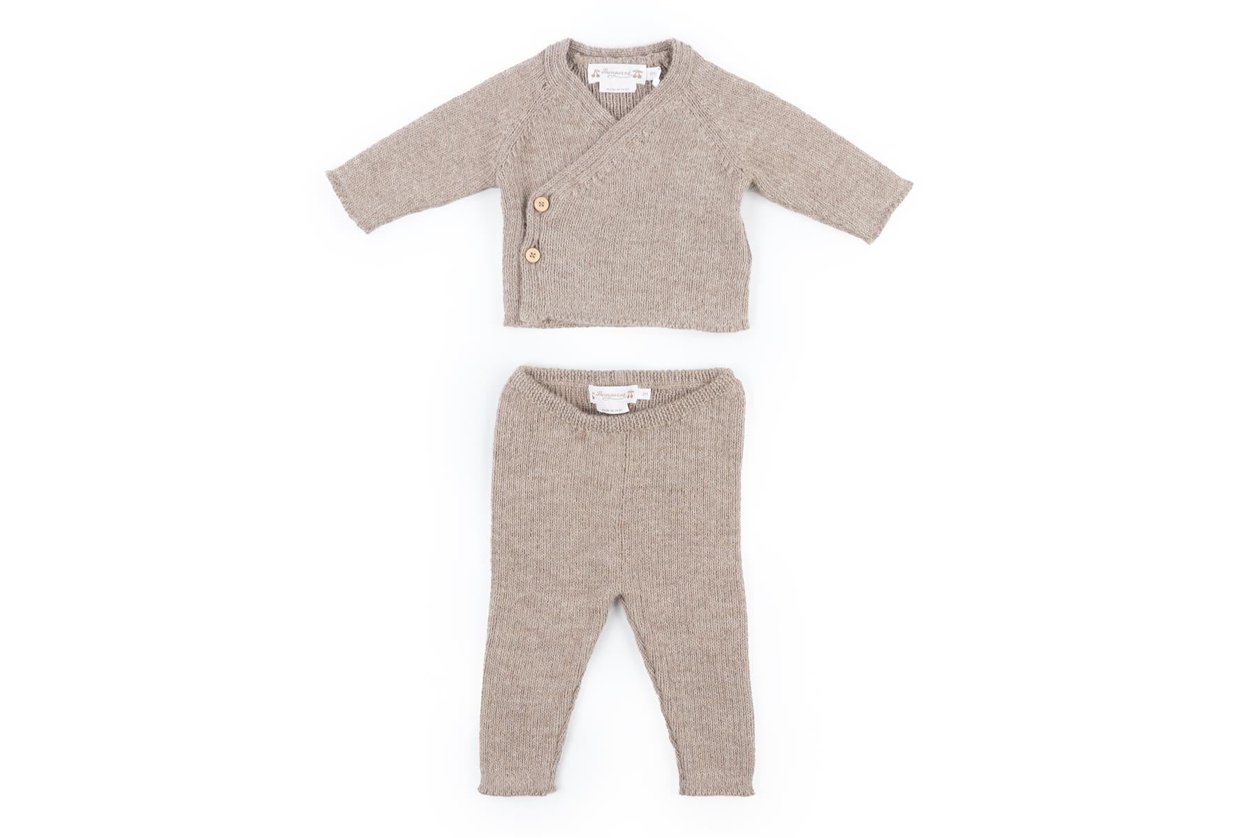 Bonpoint Taupe Kids Girls Knit Set 3 Months - Image 2