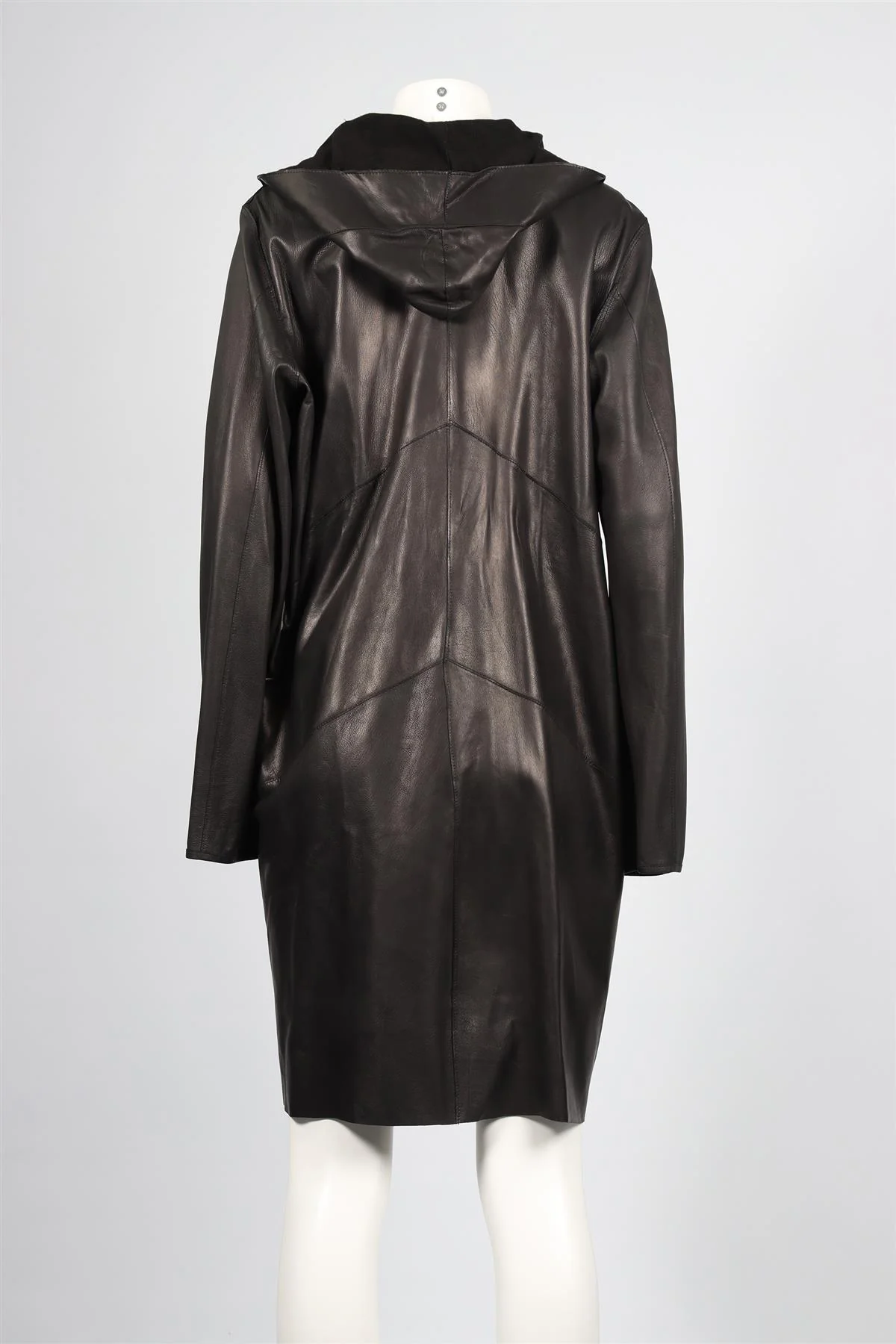 BOTTEGA GIOTTI BLACK LEATHER COAT IT 50 UK 18 - Image 4