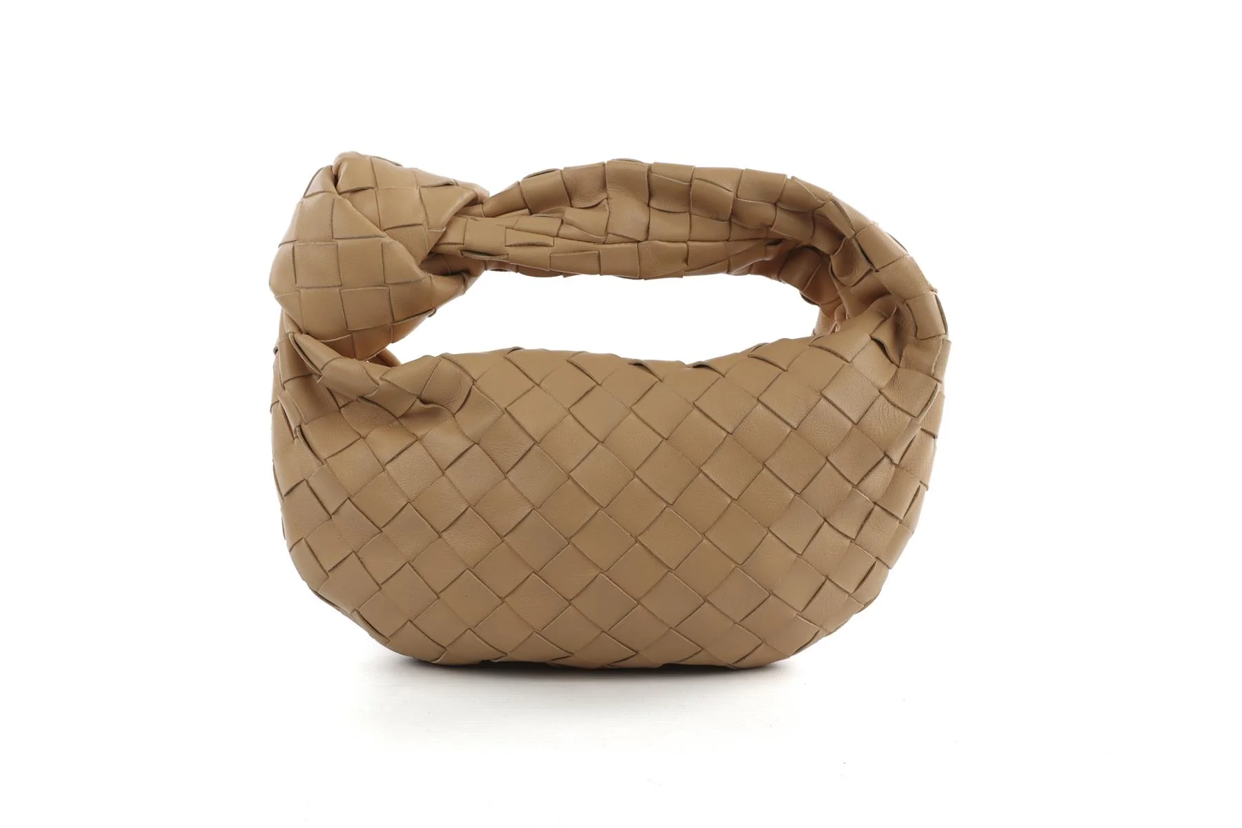 BOTTEGA VENETA BEIGE JODIE MINI INTRECCIATO LEATHER TOTE BAG - Image 2