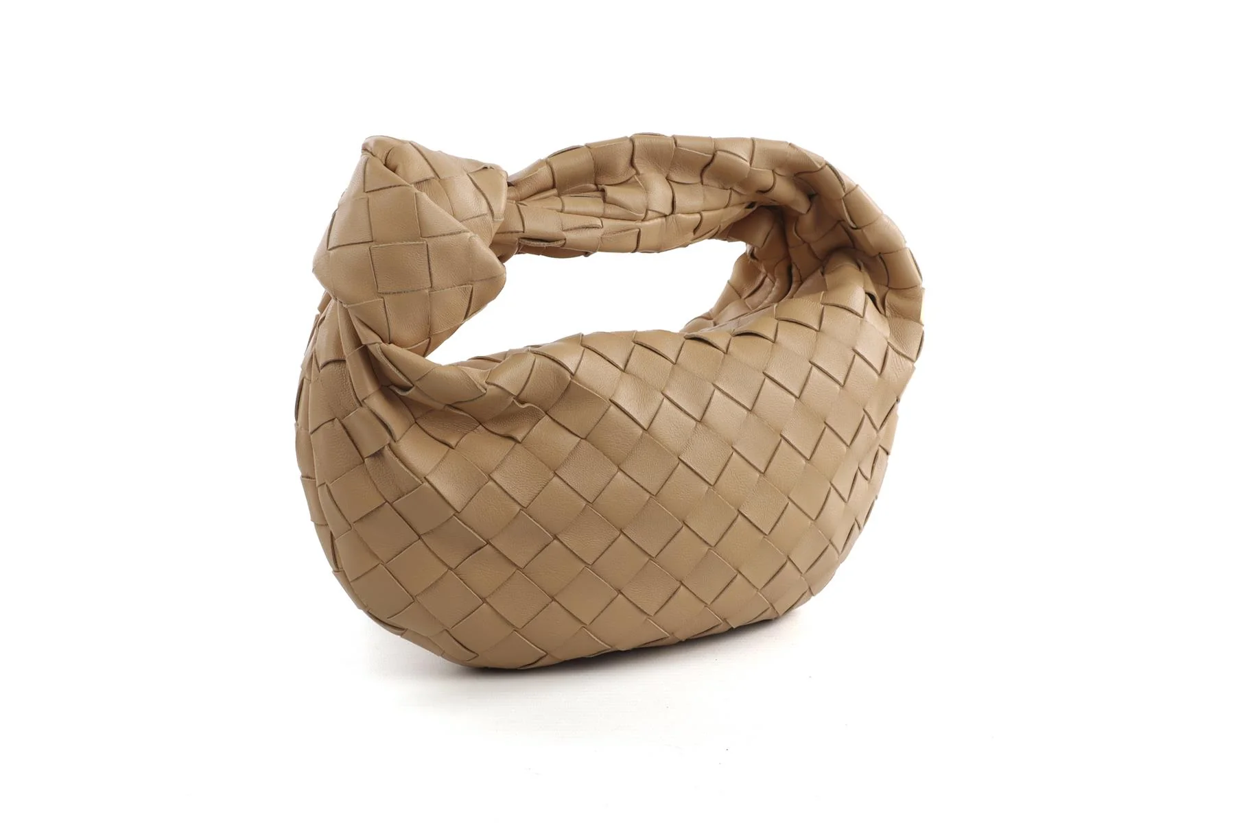 BOTTEGA VENETA BEIGE JODIE MINI INTRECCIATO LEATHER TOTE BAG - Image 3