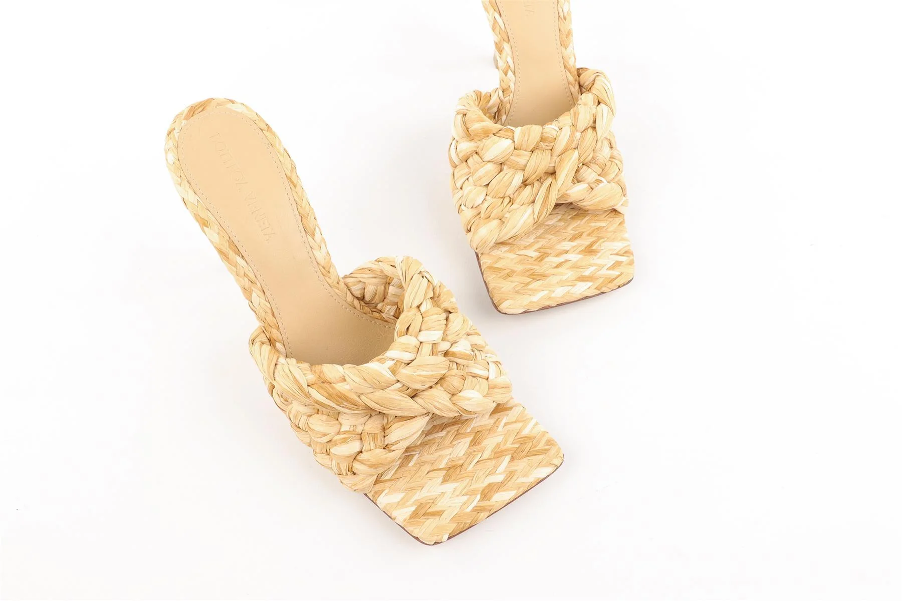 BOTTEGA VENETA BEIGE RAFFIA MULES EU 37.5 UK 4.5 US 7.5 - Image 4