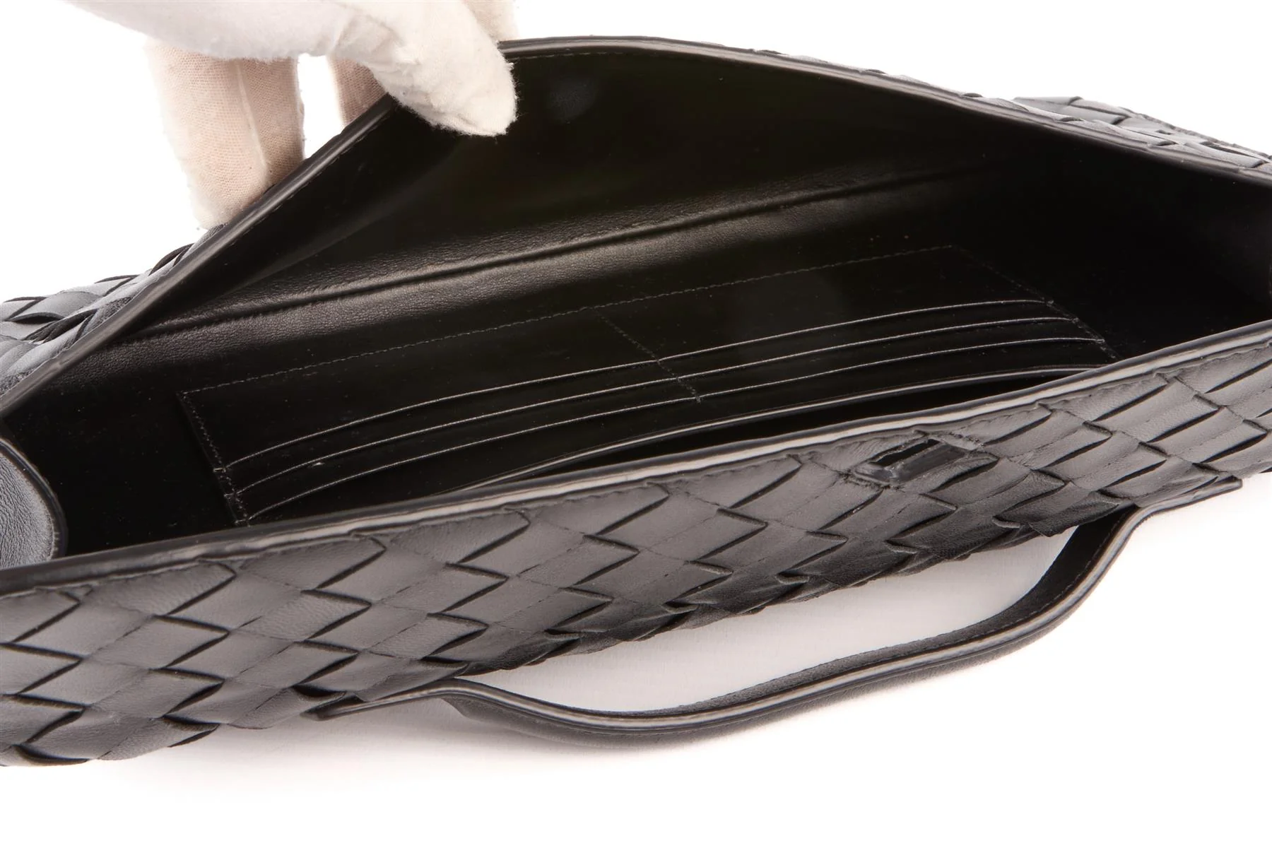 BOTTEGA VENETA BLACK ANDIAMO LONG INTRECCIATO LEATHER CLUTCH - Image 10