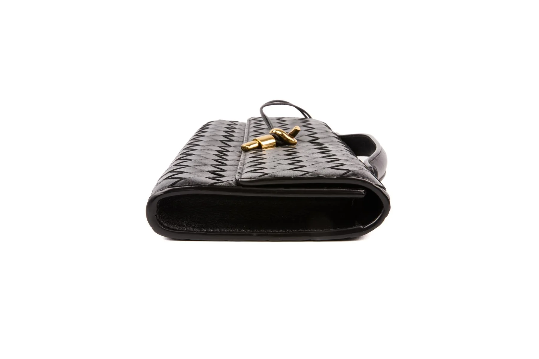 BOTTEGA VENETA BLACK ANDIAMO LONG INTRECCIATO LEATHER CLUTCH - Image 5