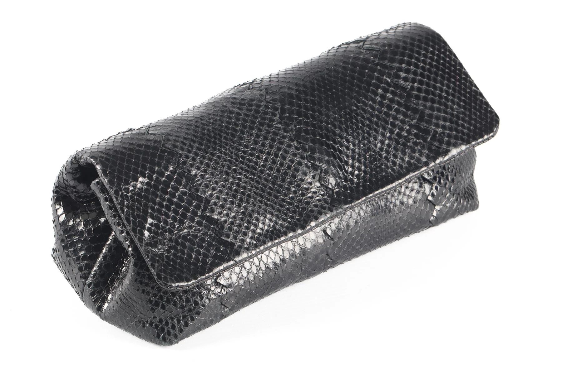 BOTTEGA VENETA BLACK AYER SNAKESKIN CLUTCH - Image 8