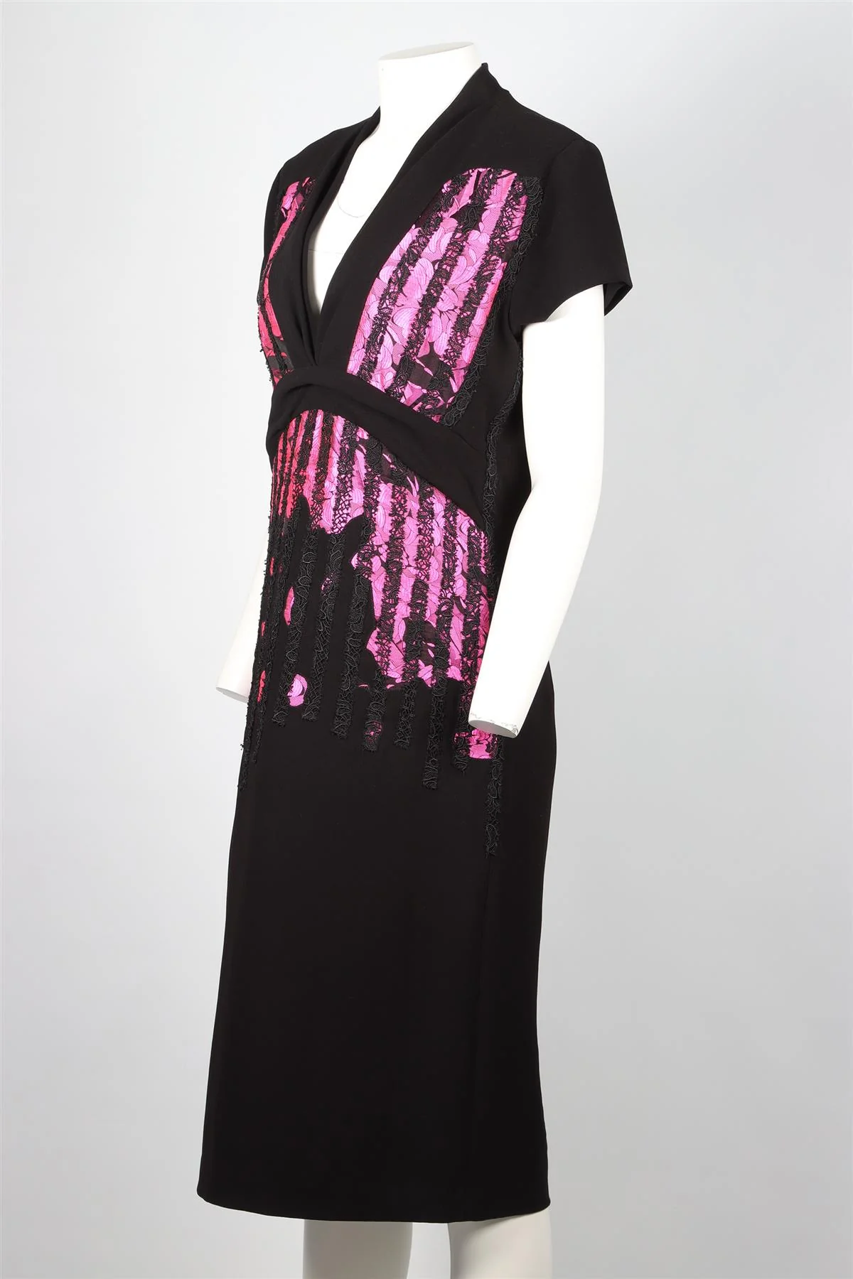BOTTEGA VENETA BLACK CREPE MIDI DRESS IT 44 UK 12 - Image 3
