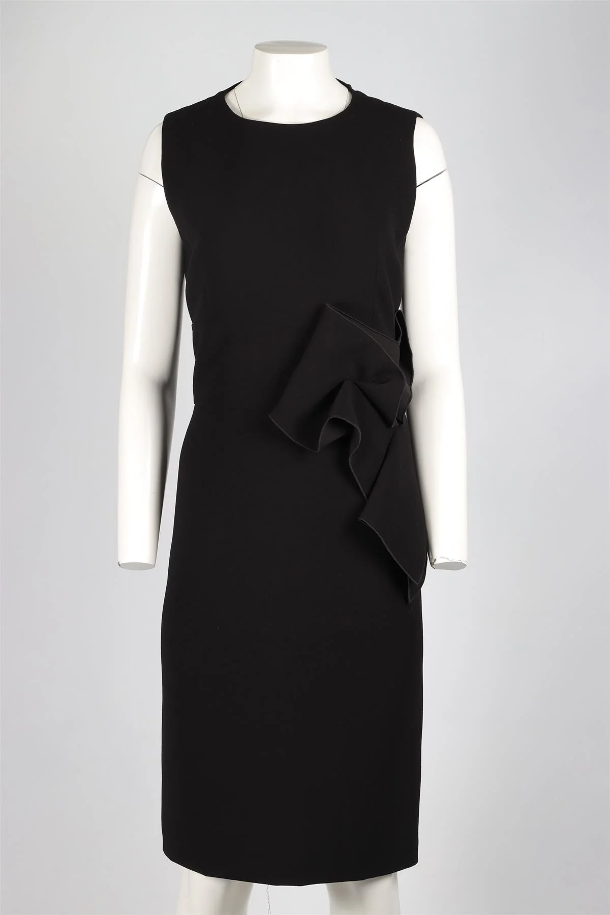 BOTTEGA VENETA BLACK CREPE MIDI DRESS IT 46 UK 14 - Image 2