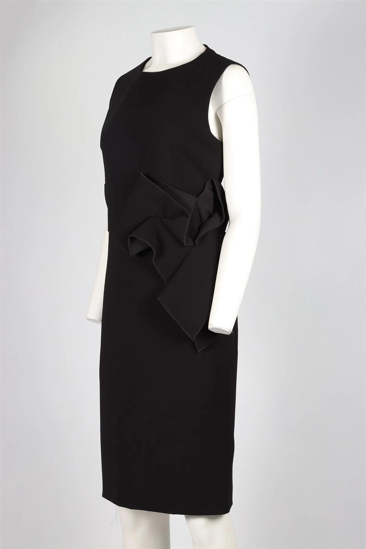 BOTTEGA VENETA BLACK CREPE MIDI DRESS IT 46 UK 14 - Image 3