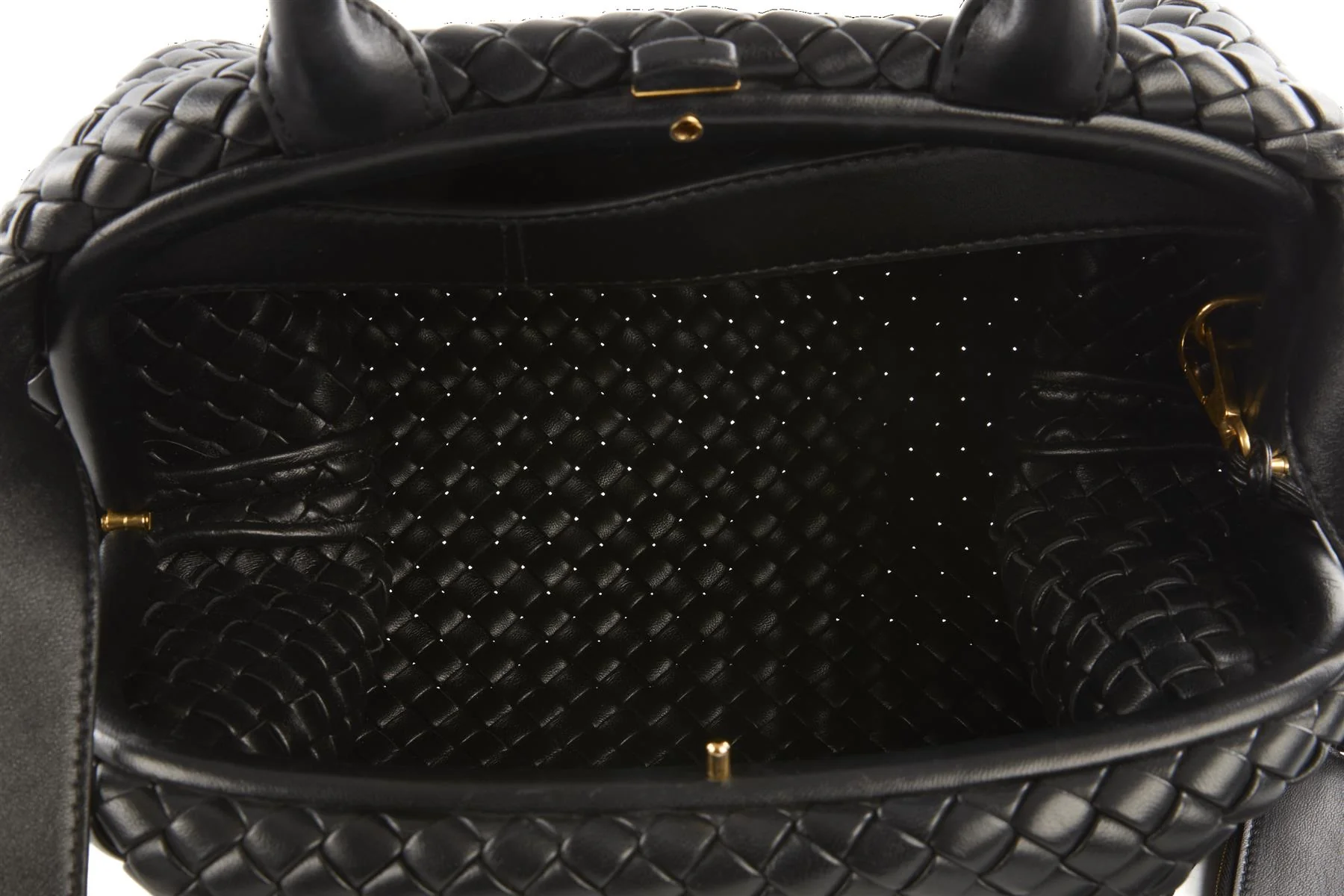 BOTTEGA VENETA BLACK HANDLE MEDIUM INTRECCIATO LEATHER TOTE BAG - Image 10
