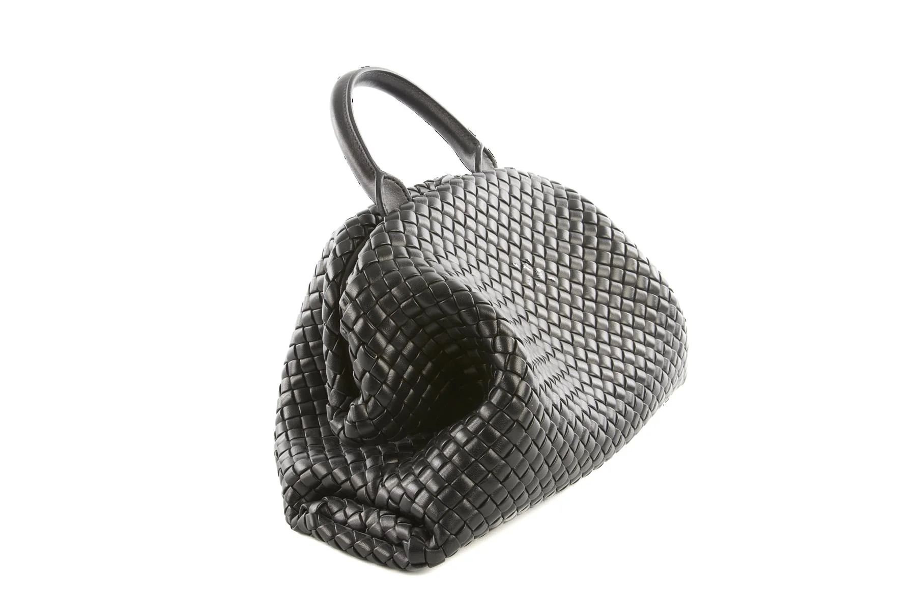 BOTTEGA VENETA BLACK HANDLE MEDIUM INTRECCIATO LEATHER TOTE BAG - Image 4