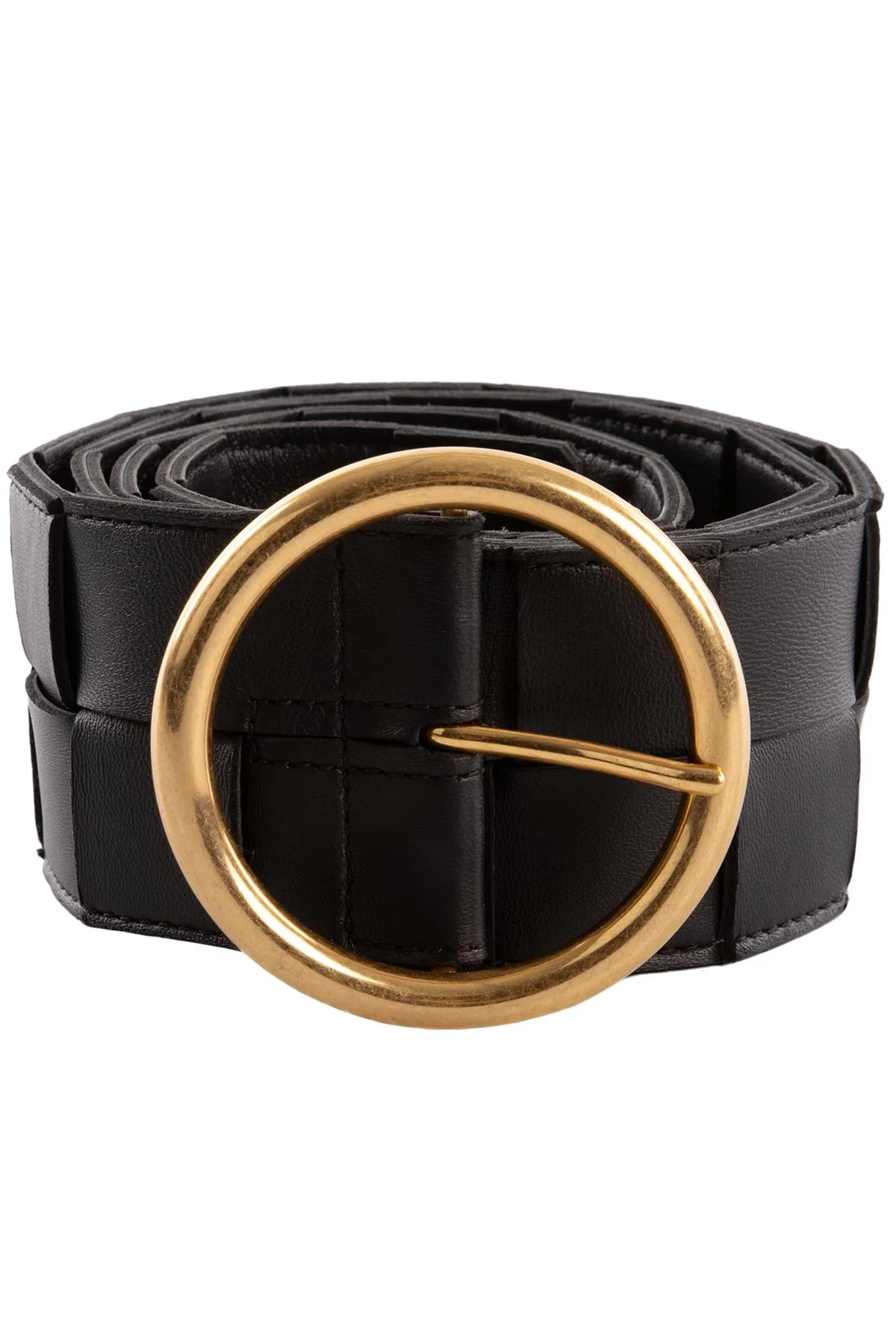 BOTTEGA VENETA BLACK INTRECCIATO LEATHER WAIST BELT 85CM - Image 3