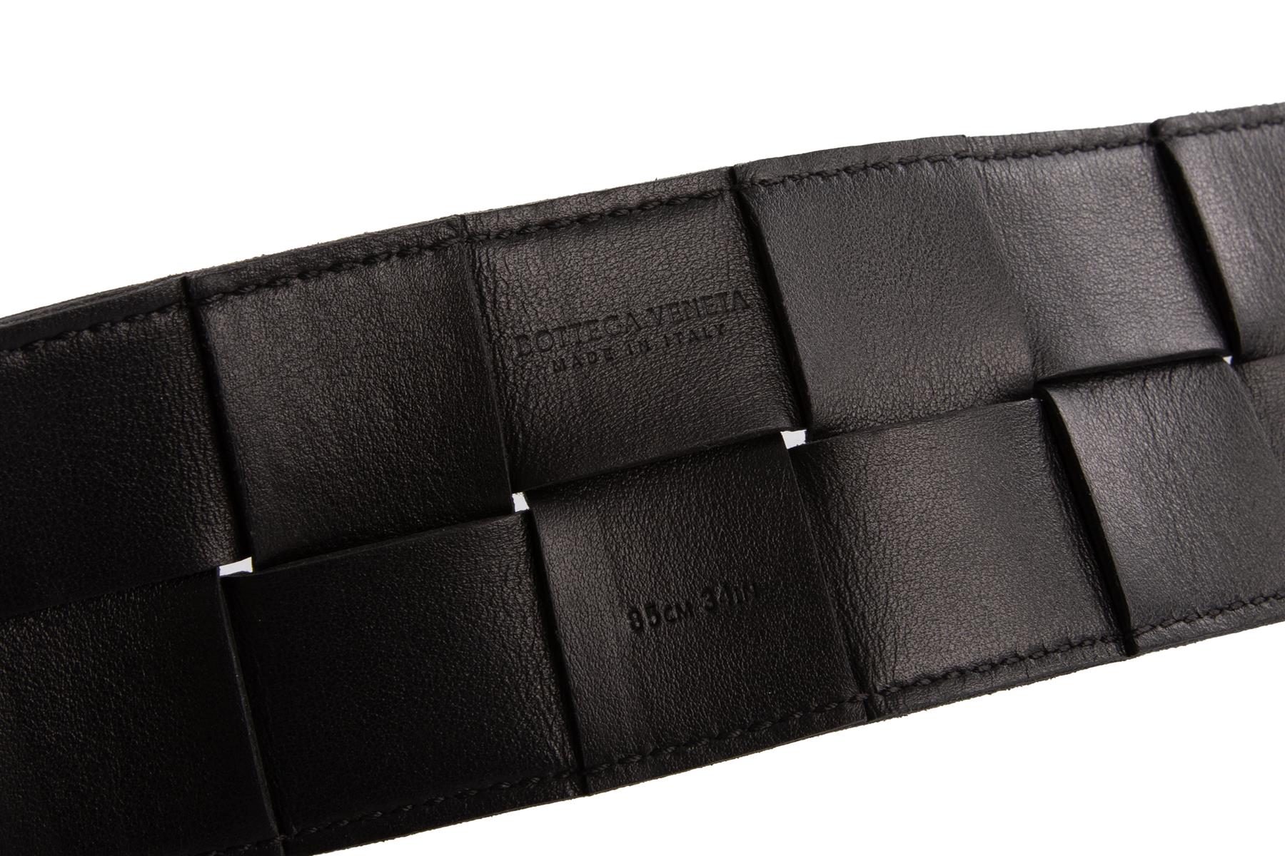 BOTTEGA VENETA BLACK INTRECCIATO LEATHER WAIST BELT 85CM - Image 5