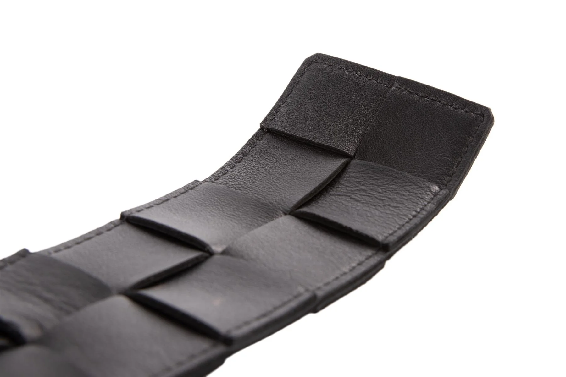 BOTTEGA VENETA BLACK INTRECCIATO LEATHER WAIST BELT 85CM - Image 6
