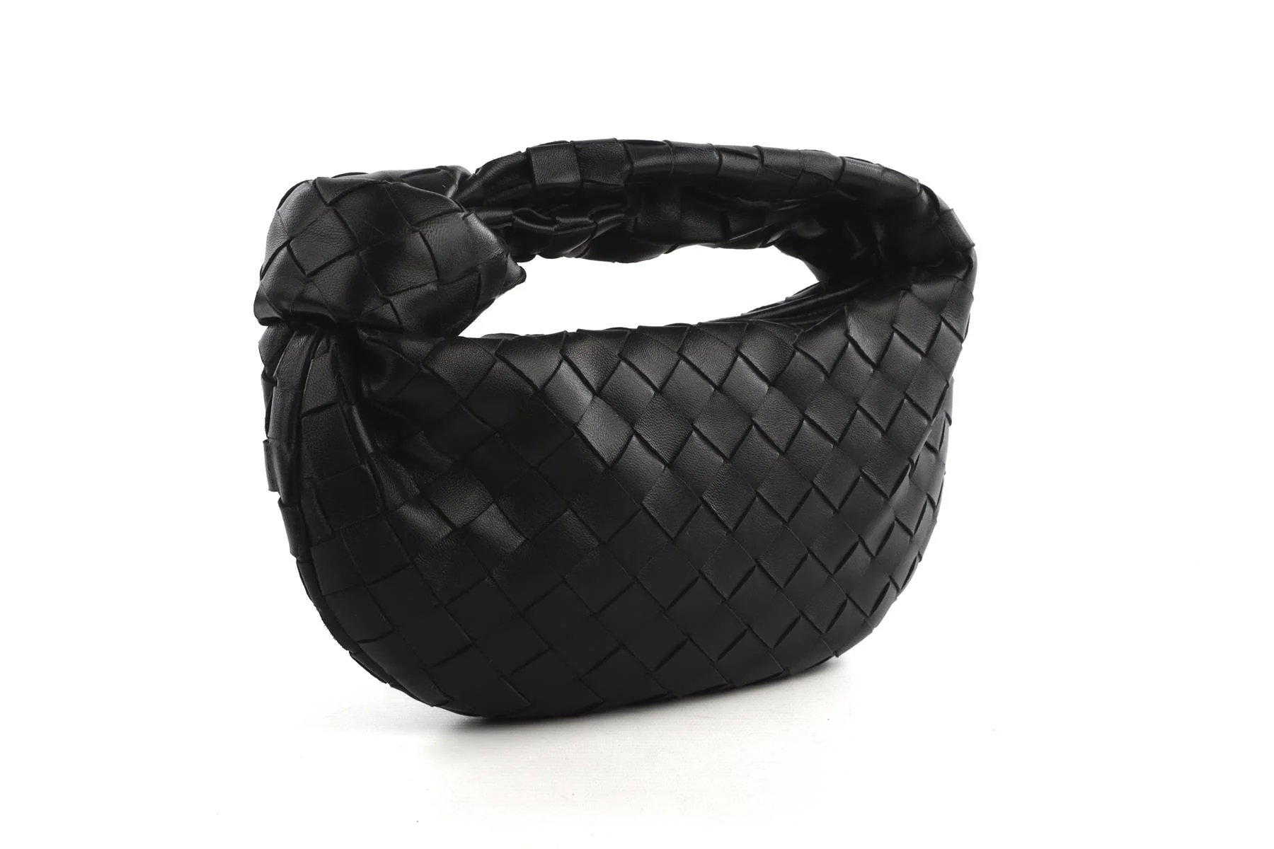 BOTTEGA VENETA BLACK JODIE MINI INTRECCIATO LEATHER TOTE BAG - Image 3