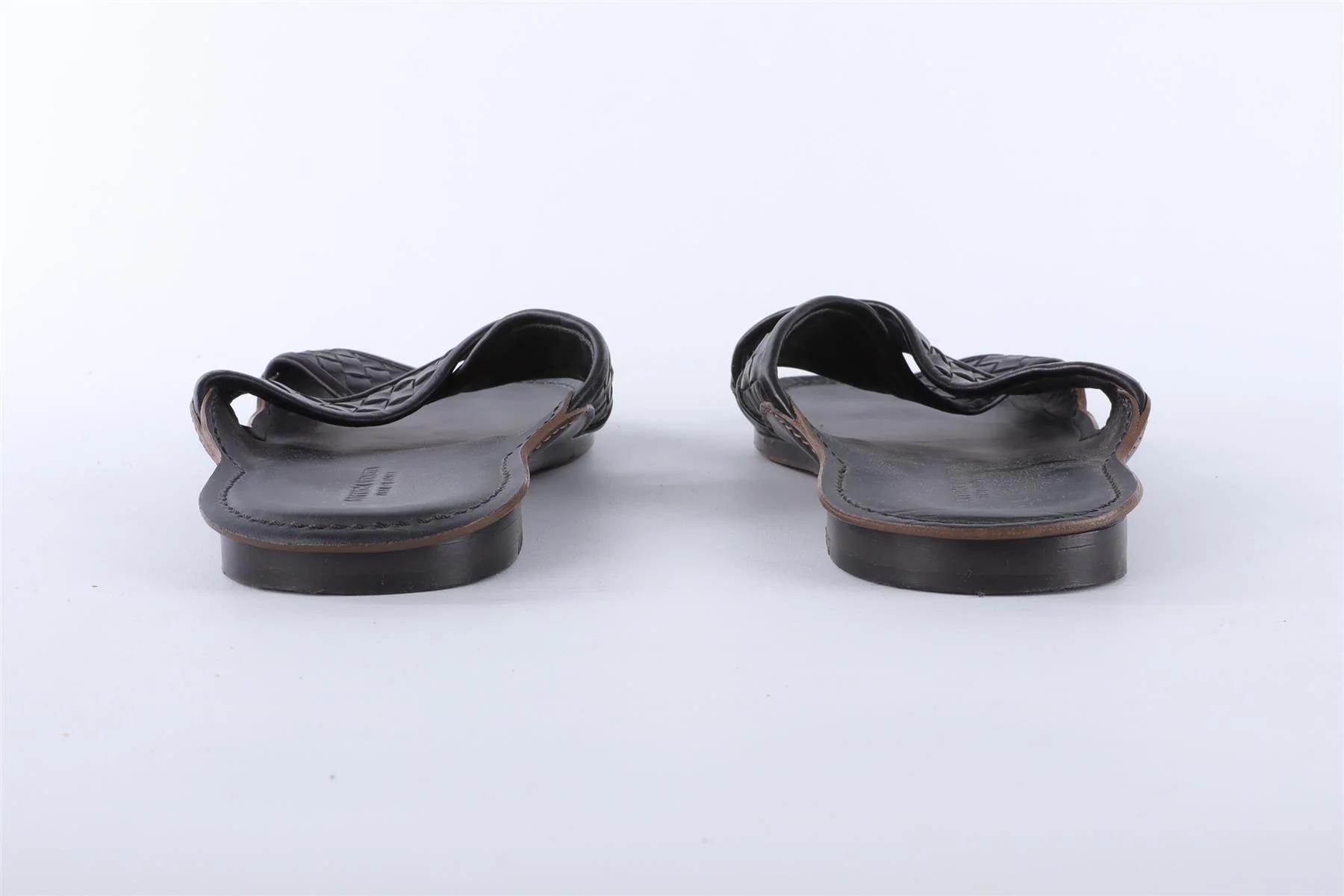 BOTTEGA VENETA BLACK MEN'S INTRECCIATO LEATHER SANDALS EU 42 UK 8 S 9 - Image 5