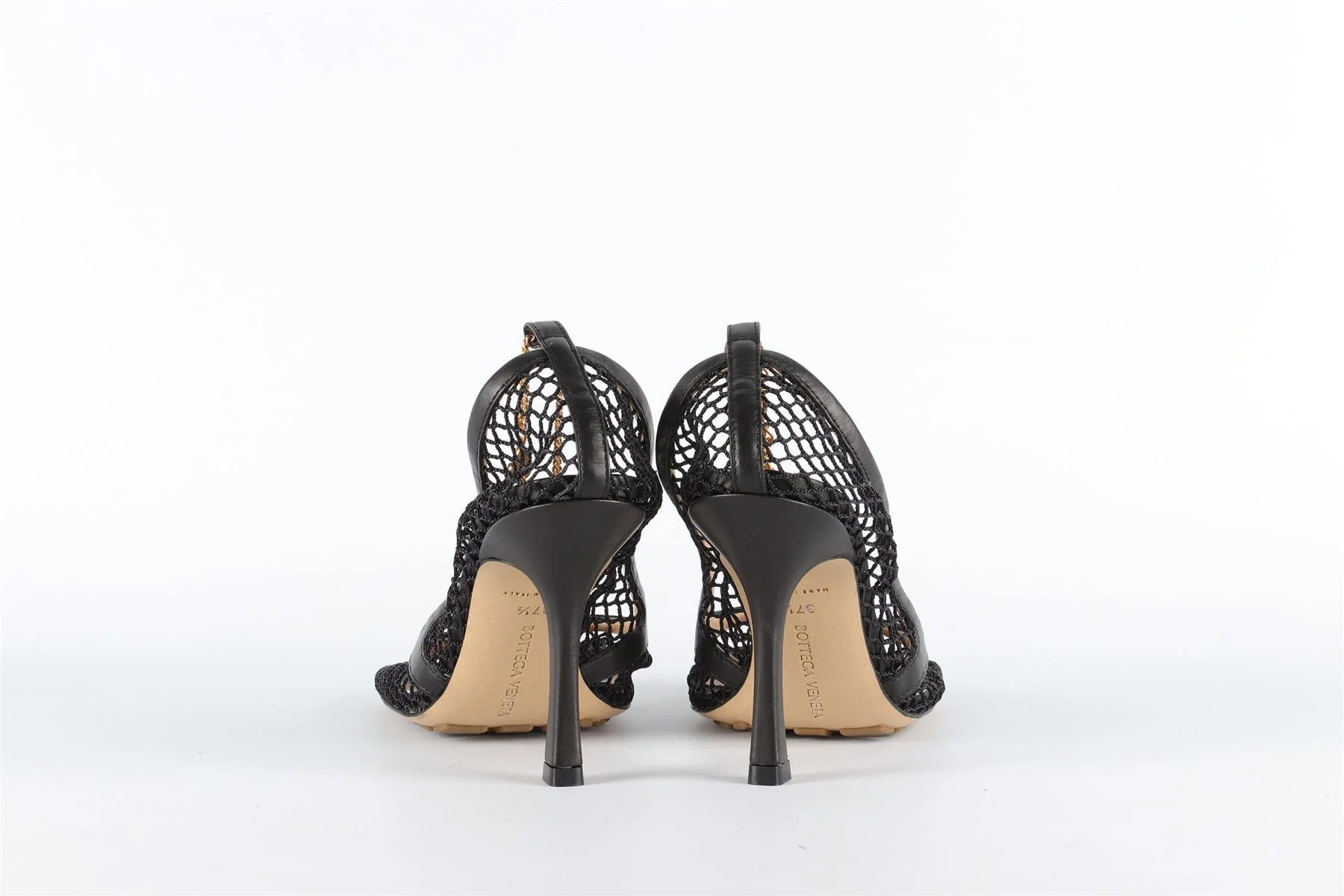 BOTTEGA VENETA BLACK MESH AND LEATHER PUMPS EU 37.5 UK 4.5 US 7.5 - Image 5