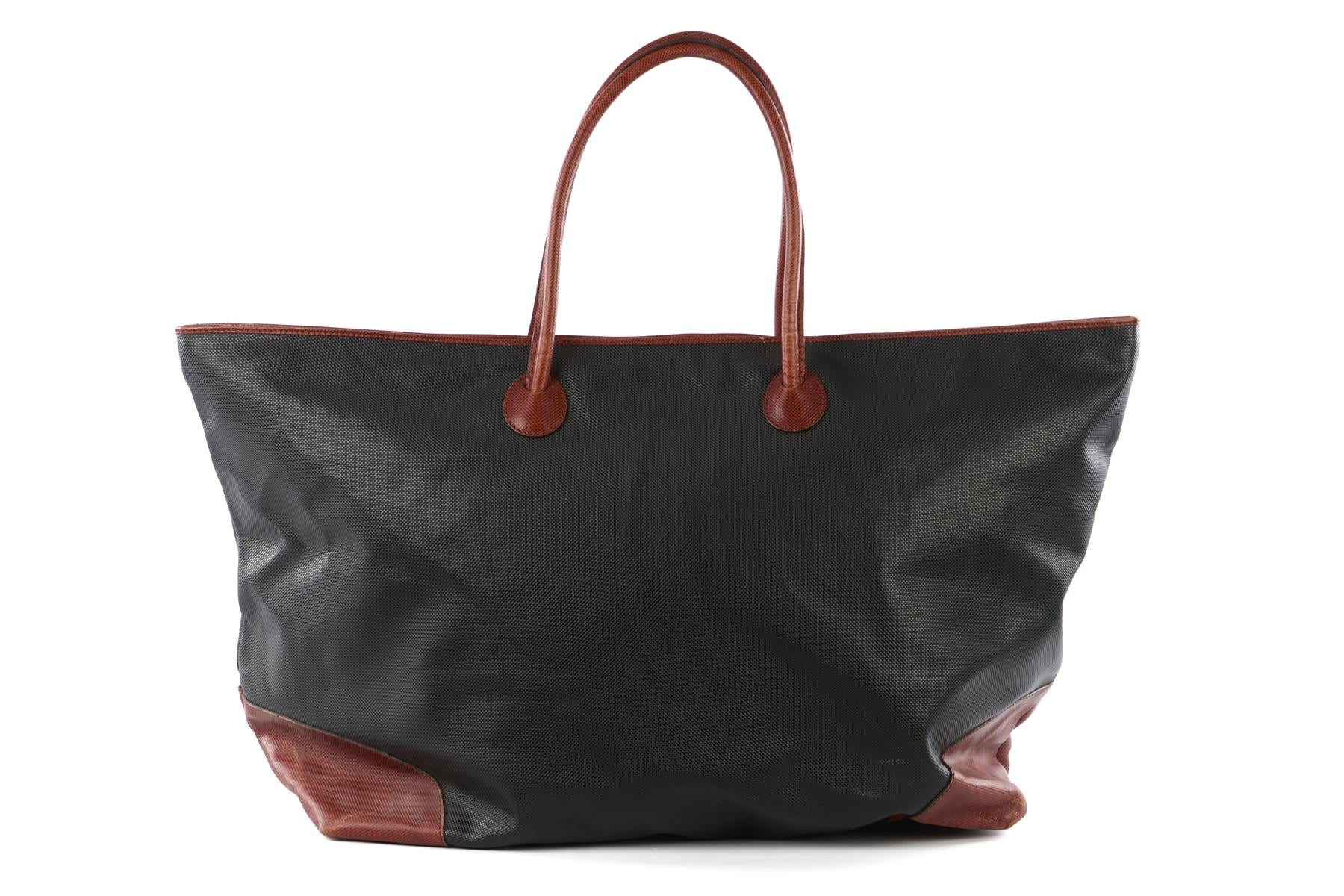 BOTTEGA VENETA BLACK VINTAGE MARCO POLO LEATHER TOTE BAG - Image 2