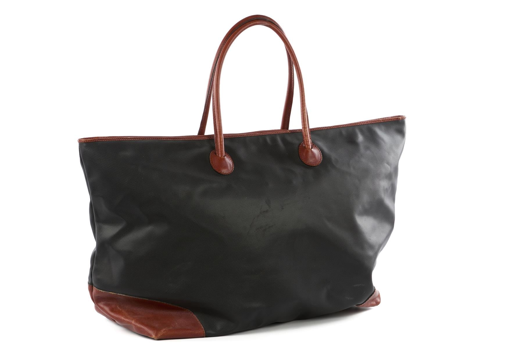 BOTTEGA VENETA BLACK VINTAGE MARCO POLO LEATHER TOTE BAG - Image 3