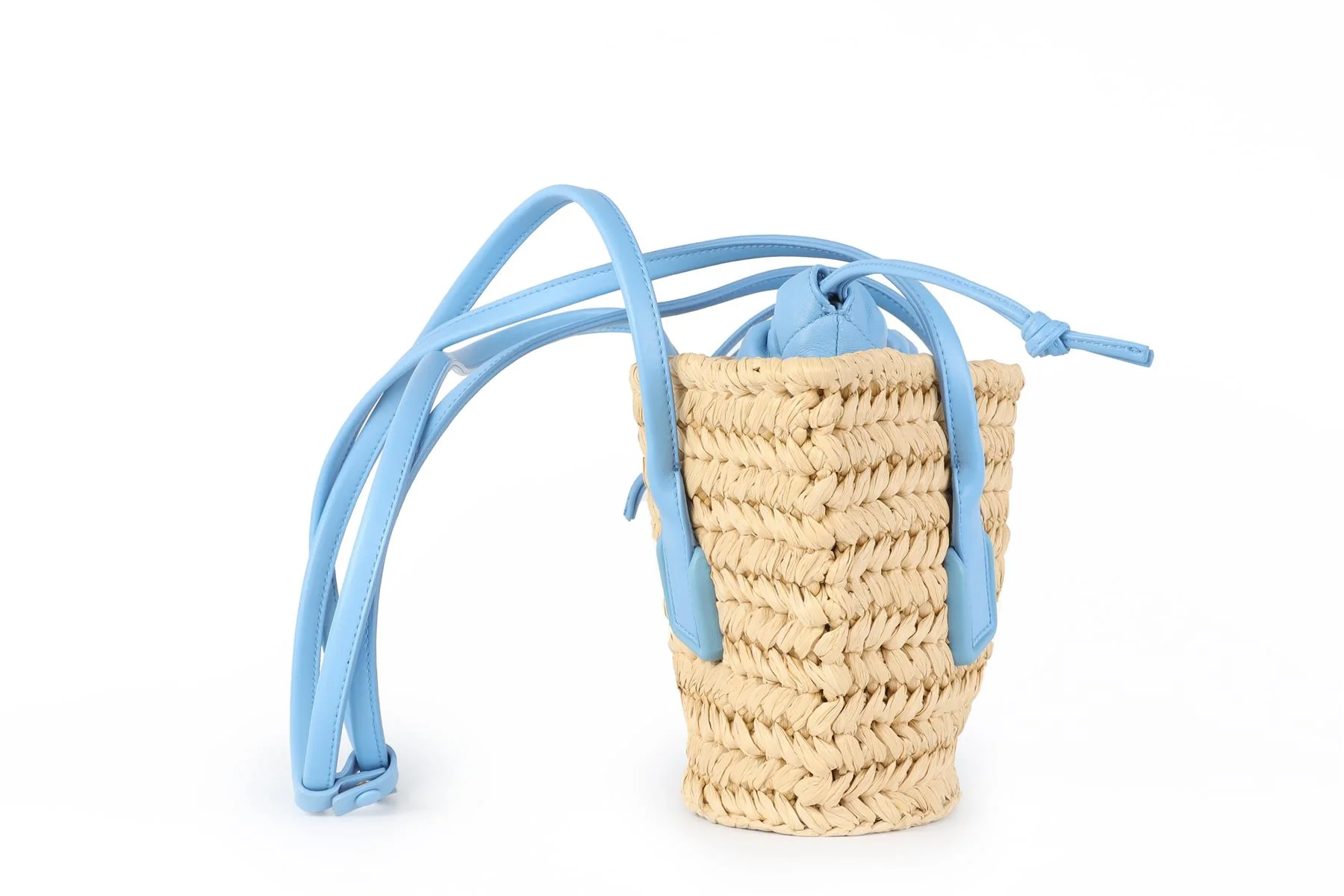 BOTTEGA VENETA BLUE ARCO SMALL RAFFIA TOTE BAG - Image 5