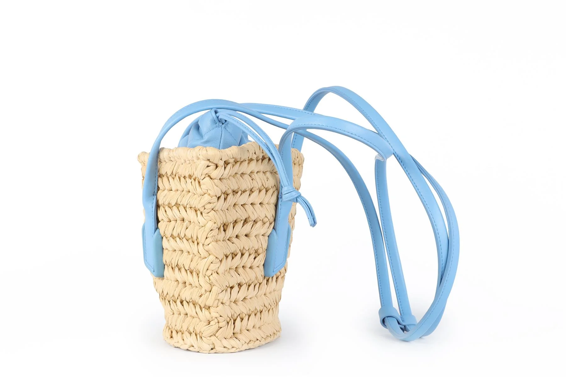 BOTTEGA VENETA BLUE ARCO SMALL RAFFIA TOTE BAG - Image 6