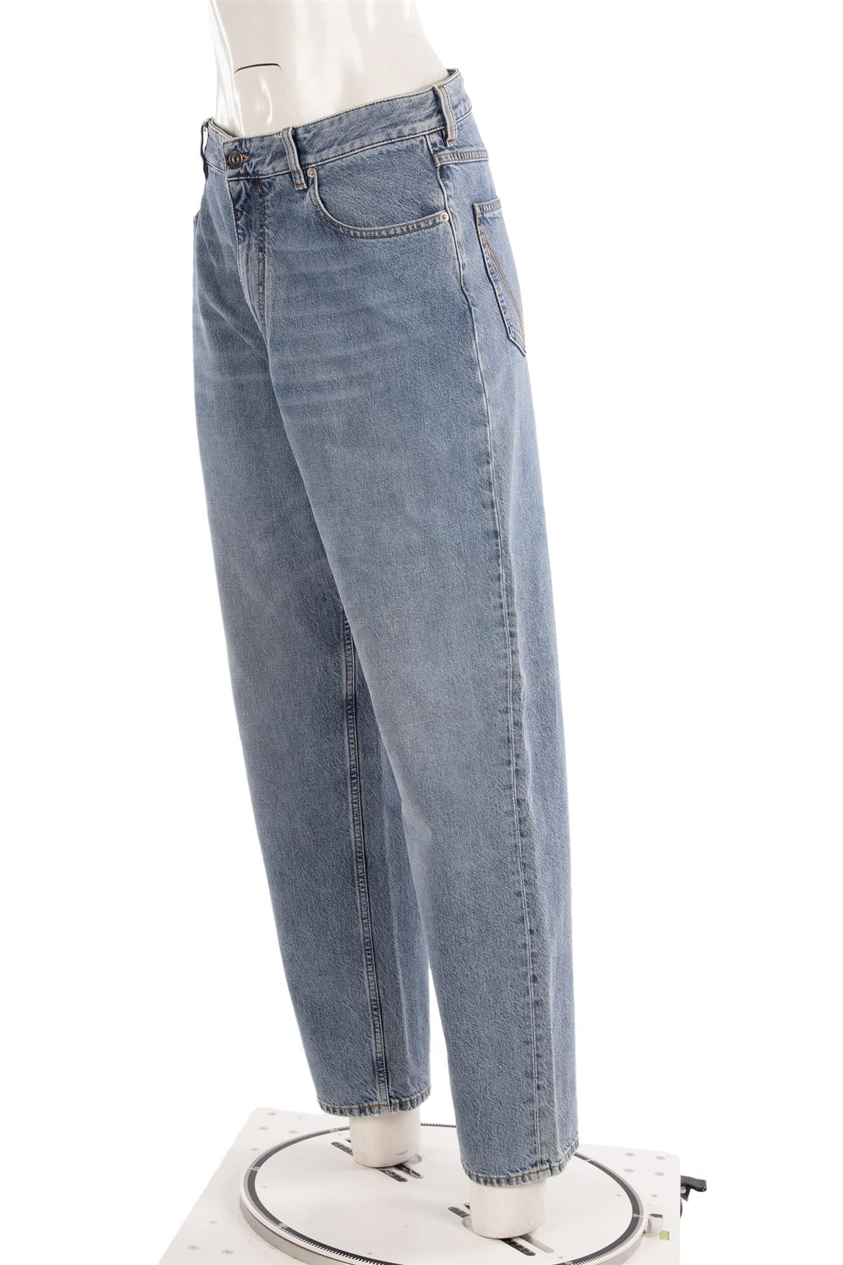 BOTTEGA VENETA BLUE HIGH RISE TAPERED JEANS IT 42 UK 10 - Image 3