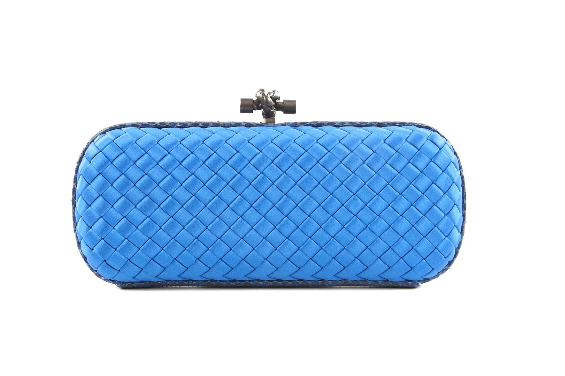 BOTTEGA VENETA BLUE INTRECCIATO SATIN CLUTCH - Image 2