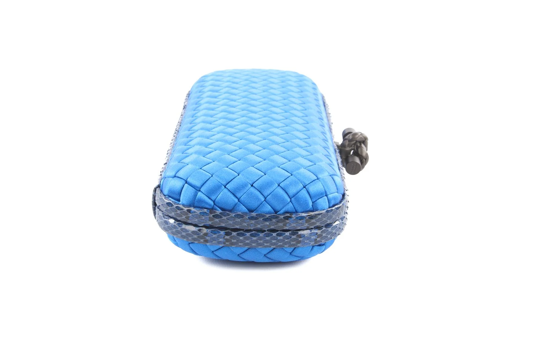 BOTTEGA VENETA BLUE INTRECCIATO SATIN CLUTCH - Image 5