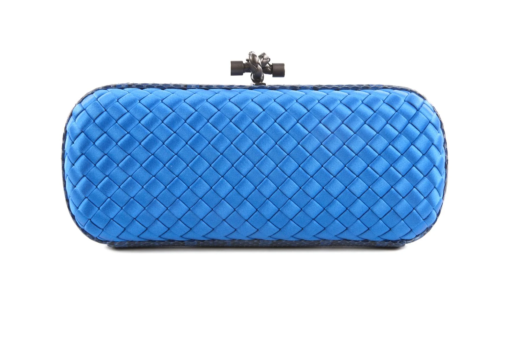 BOTTEGA VENETA BLUE INTRECCIATO SATIN CLUTCH - Image 6