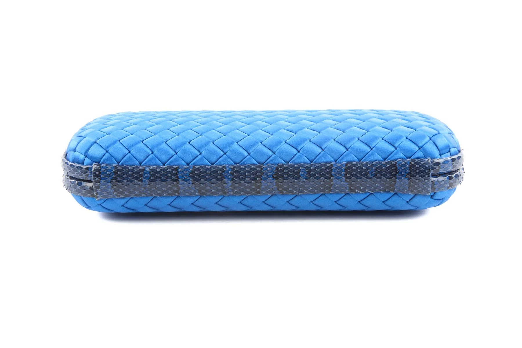 BOTTEGA VENETA BLUE INTRECCIATO SATIN CLUTCH - Image 7
