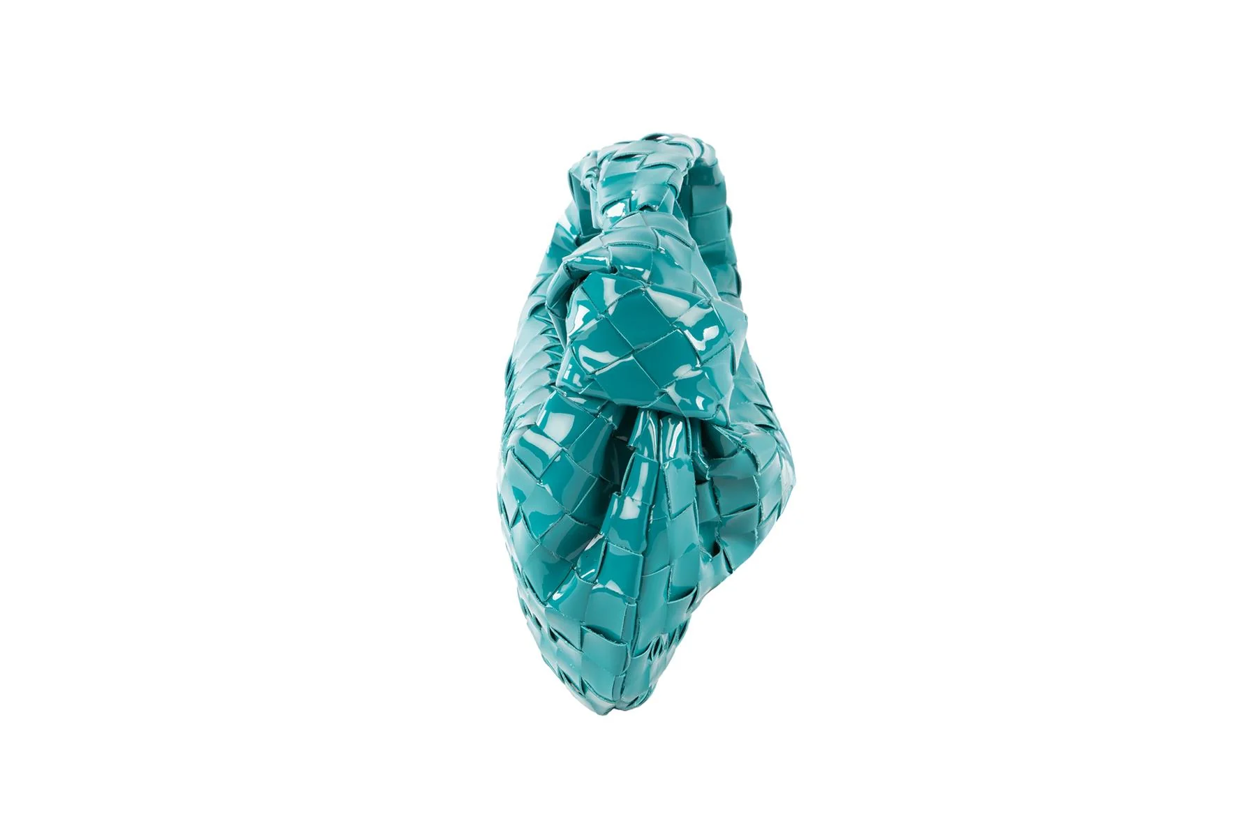 BOTTEGA VENETA BLUE JODIE MINI INTRECCIATO PATENT LEATHER TOTE BAG - Image 3