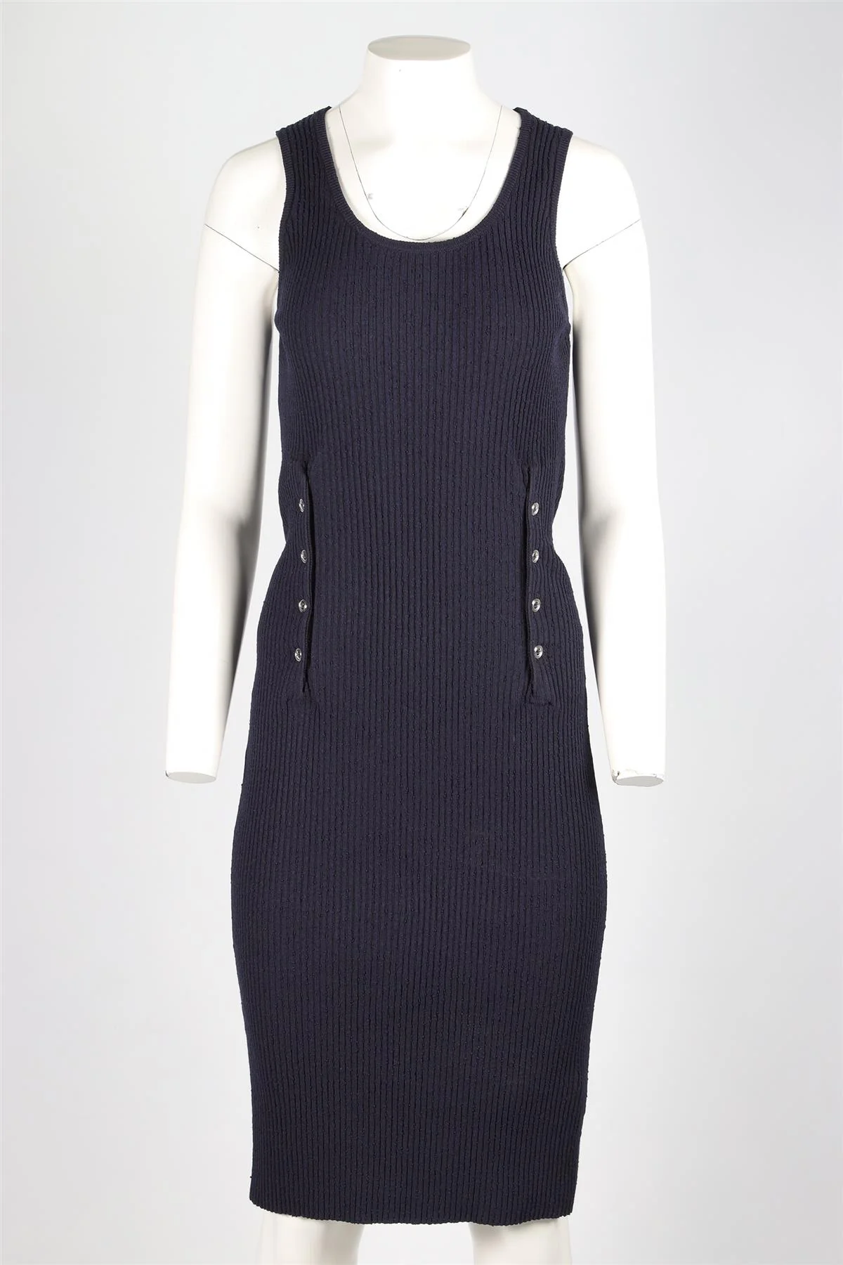 BOTTEGA VENETA BLUE KNIT MIDI DRESS LARGE - Image 2