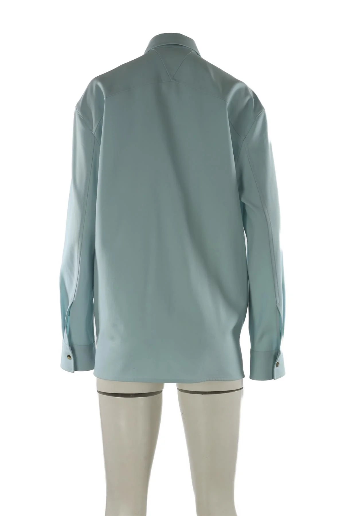 BOTTEGA VENETA BLUE WOOL SHIRT IT 44 UK 12 - Image 4