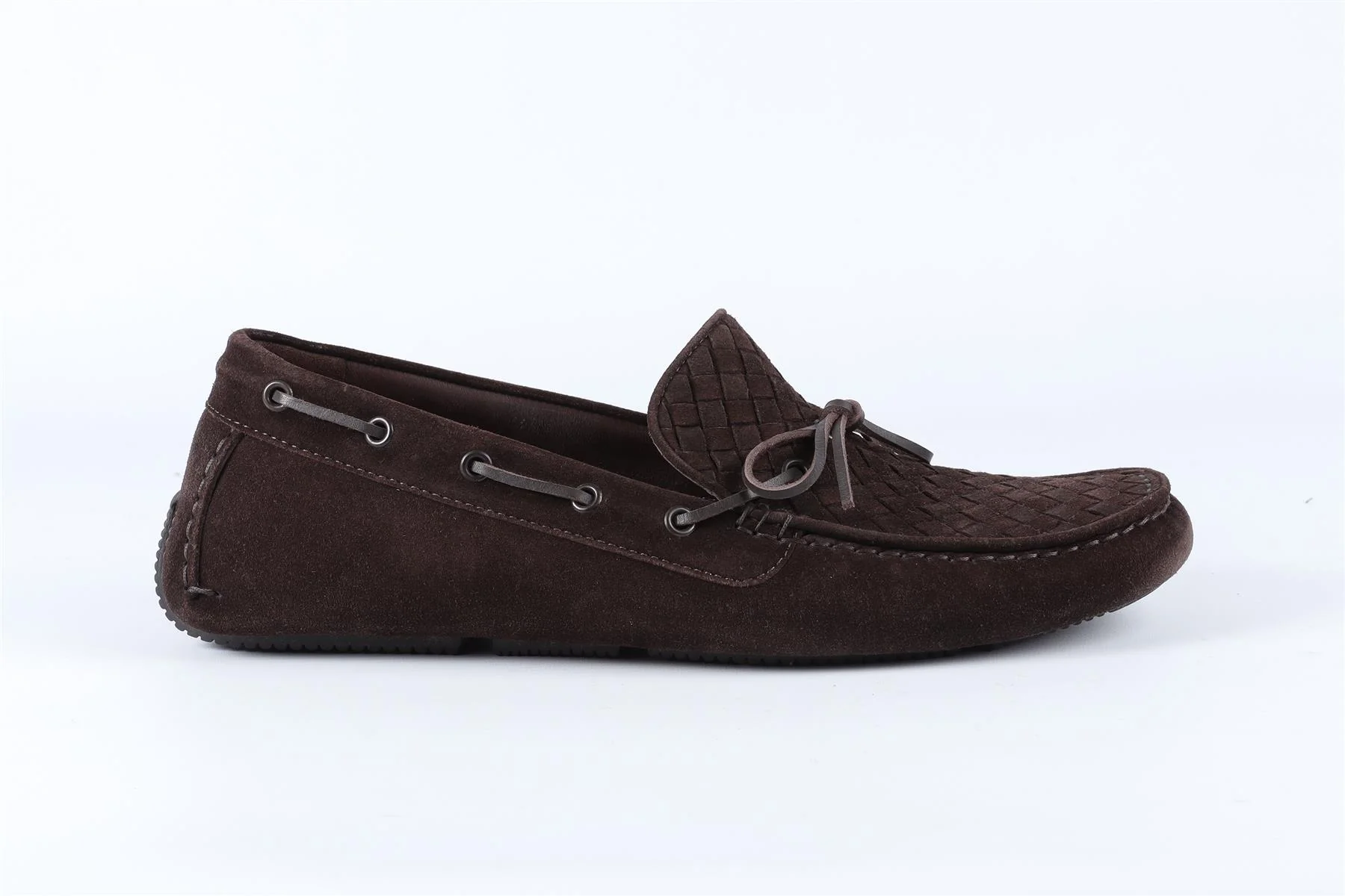 BOTTEGA VENETA BROWN MEN'S INTRECCIATO SUEDE LOAFERS EU 44 UK 9 US 10 - Image 2